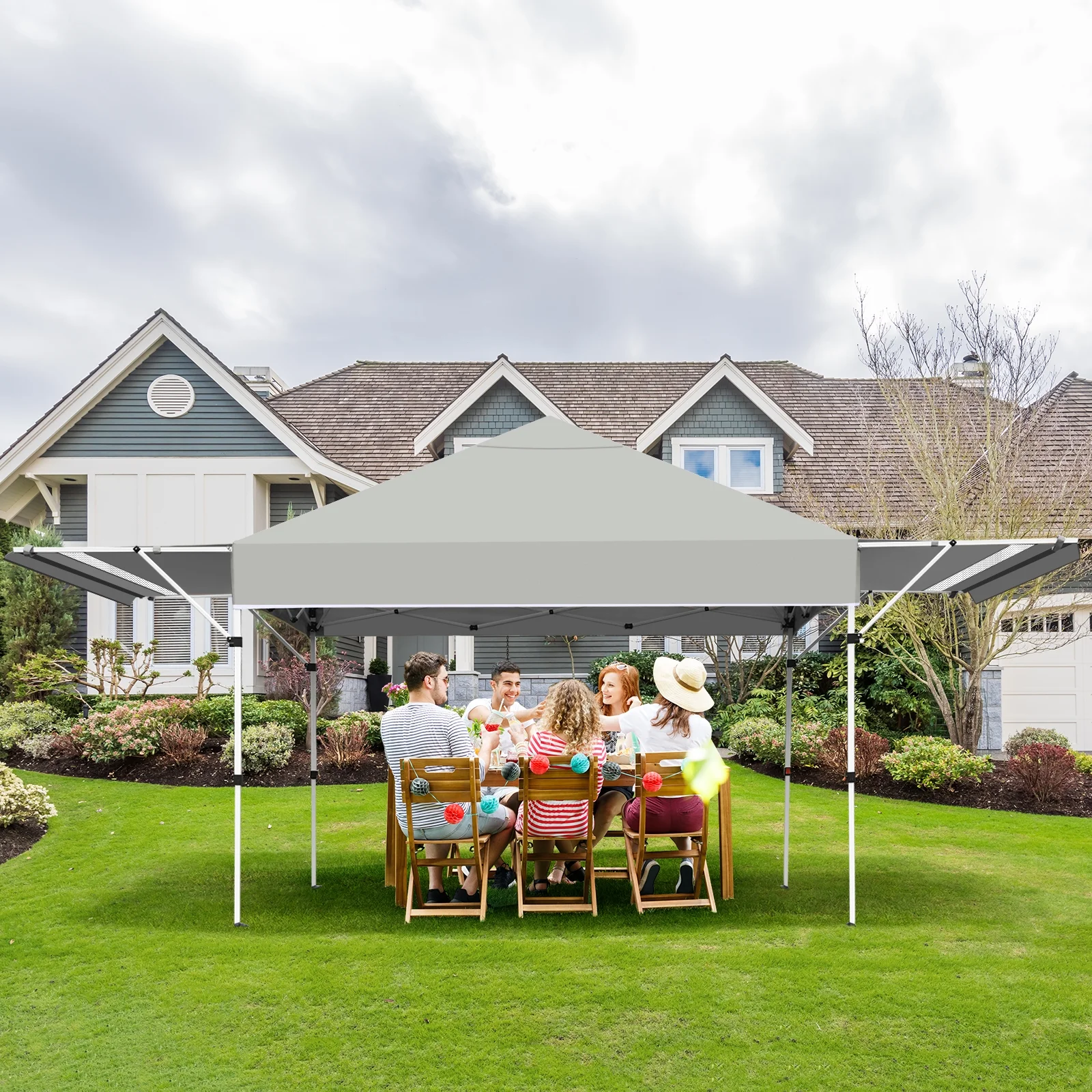 Patiojoy 10x17ft Pop up Canopy 3 Height Adjustment Folding Tent with Roller Bag White - Image 14