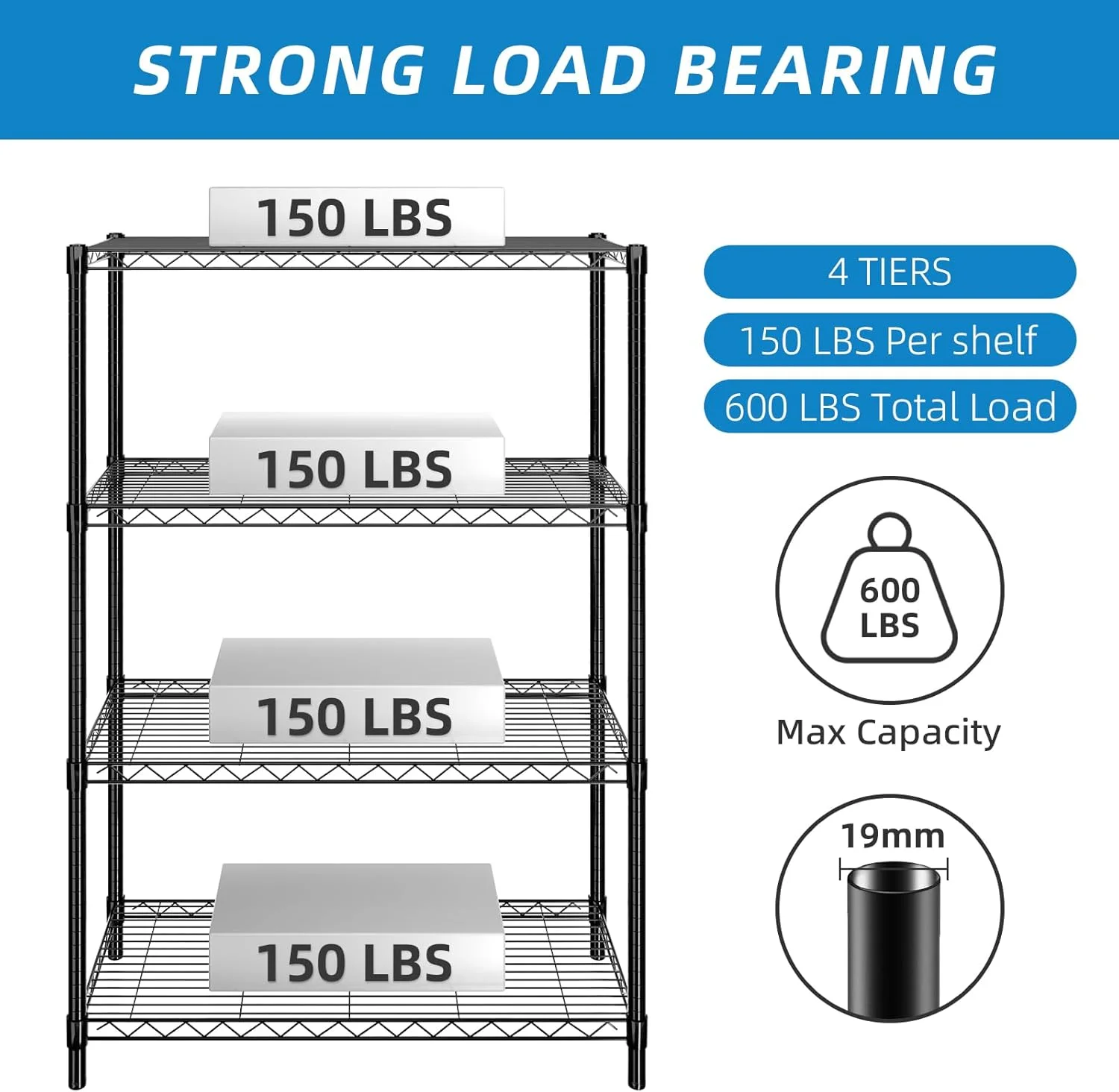 3-Shelf Adjustable Metal Shelf Wire Shelving Storage Rack for Office,Kitchen,Bedroom,Bathroom,Laundry,Pantry Basement,Garage(Chrome,36" L x 14" W x 30" H) - Image 8