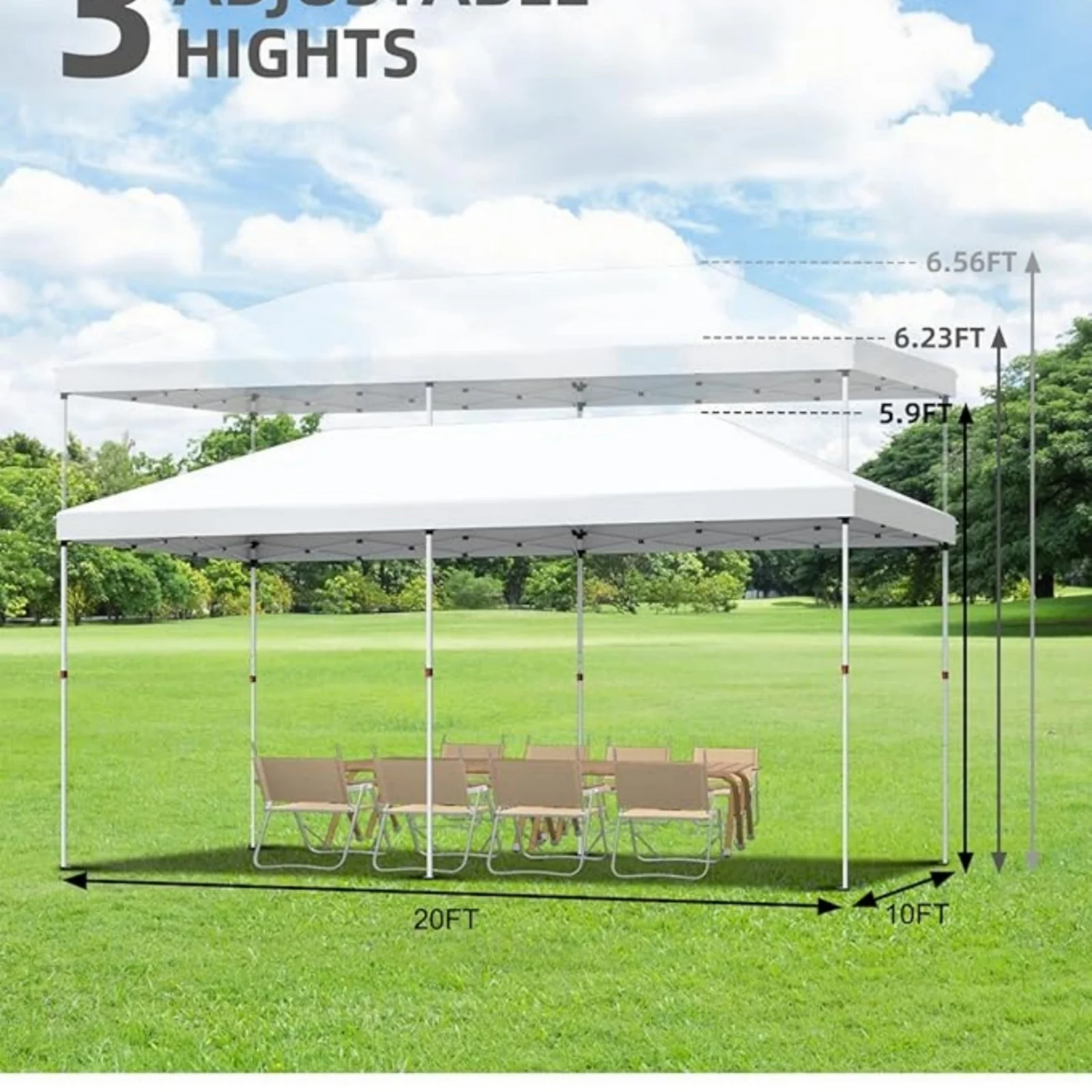 10' x 20' Pop Up Canopy Tent for Outdoor, Portable Instant Commercial Canopy for Patio, Backyard, Garden, Lawn, Outdoor Activities - Image 13