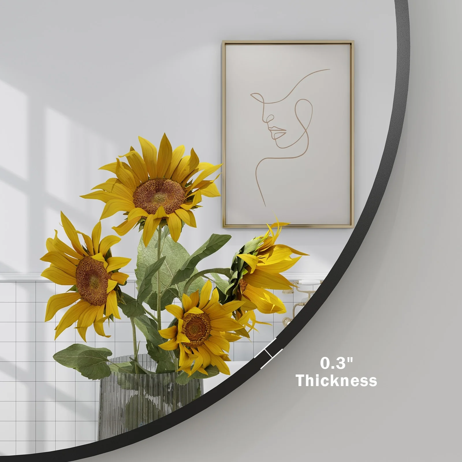 Round Metal Black Frame Bathroom Vanity Mirror, Wall Mounted Decorative Mirror - Image 17