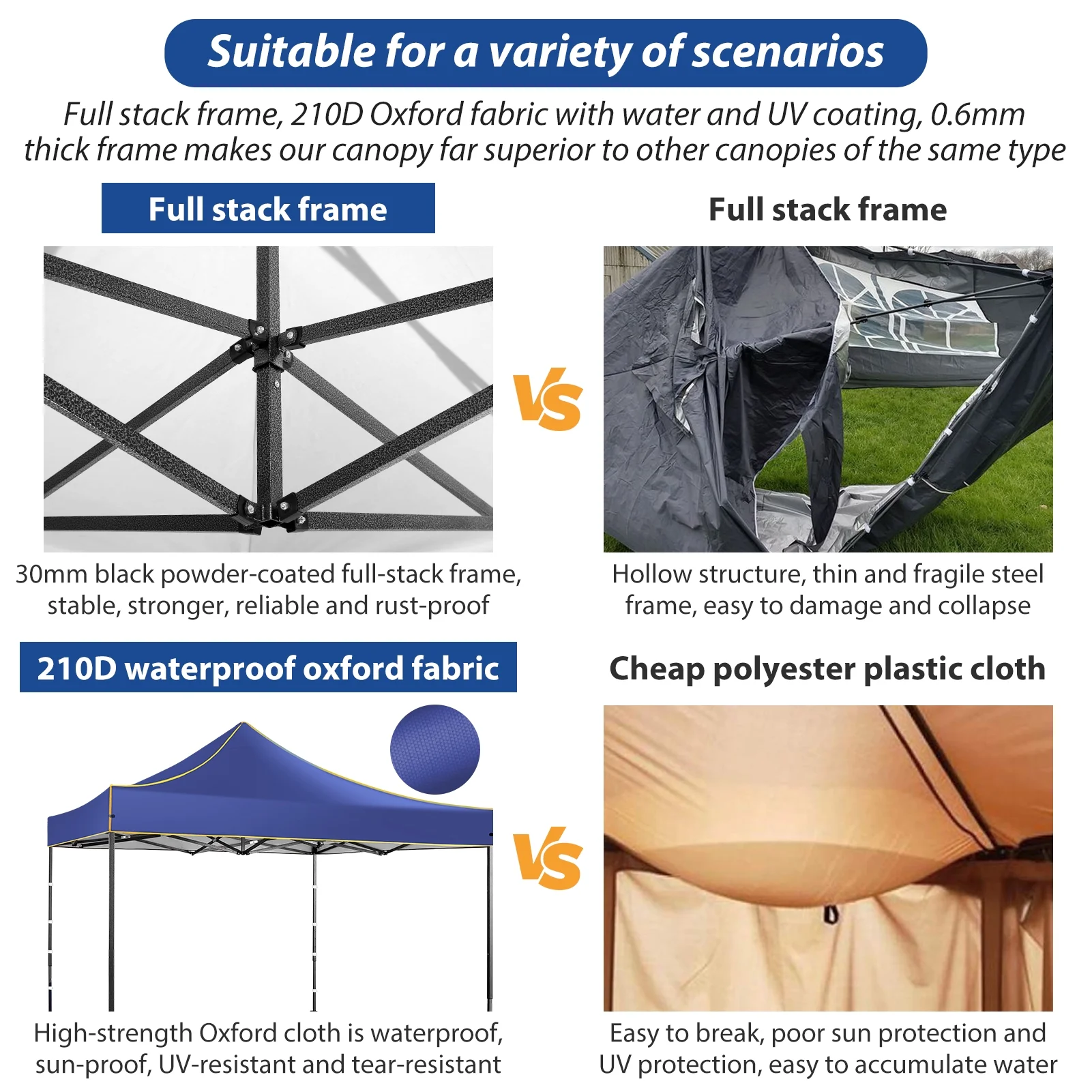 SANOPY 10'x10' Pop up Canopy Tent Anti-UV Waterproof Outdoor Gazebo Instant Party Wedding Backyard Canopy Tent Shade Shelter for Backyard, Patio, Parties,Khaki - Image 23