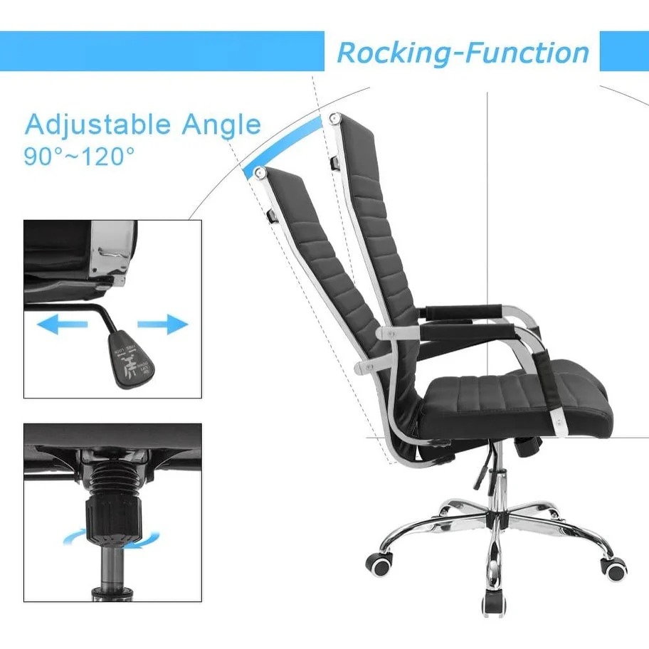 Ribbed High Back Office Chair, Ergonomic Conference Desk Chair for Home Office, Meeting Room and Workspace - Image 5