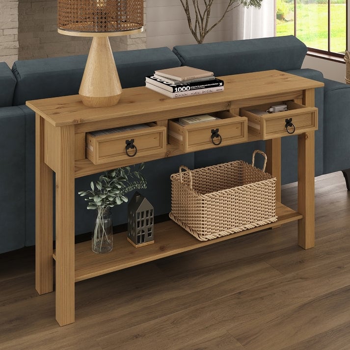 Wood Console Table with 3 Drawers, Entryway Hallway Storage and Display Table for Home - Image 11