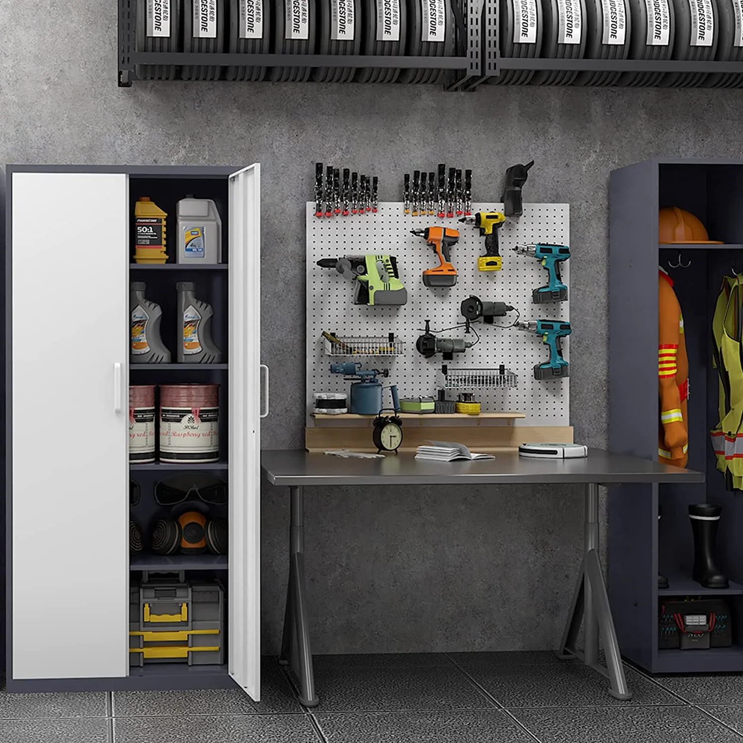 MIIIKO Metal Storage Cabinet with Locking Doors, Black Garage Lockable Steel Cabinets with 4 Doors and 5 Shelves for Home, Garage, Pantry Workshop Warehouse - Image 18