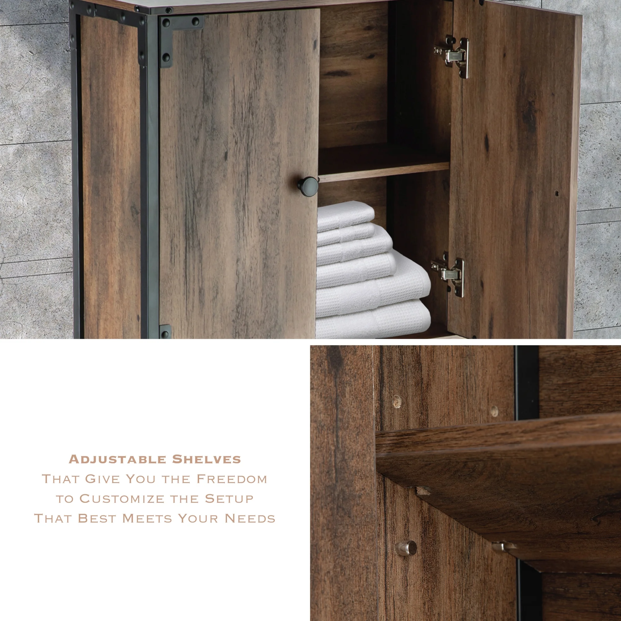Landia Home over the Toilet Storage Cabinet, 3 Shelves, Brown Wood Finish - Image 10