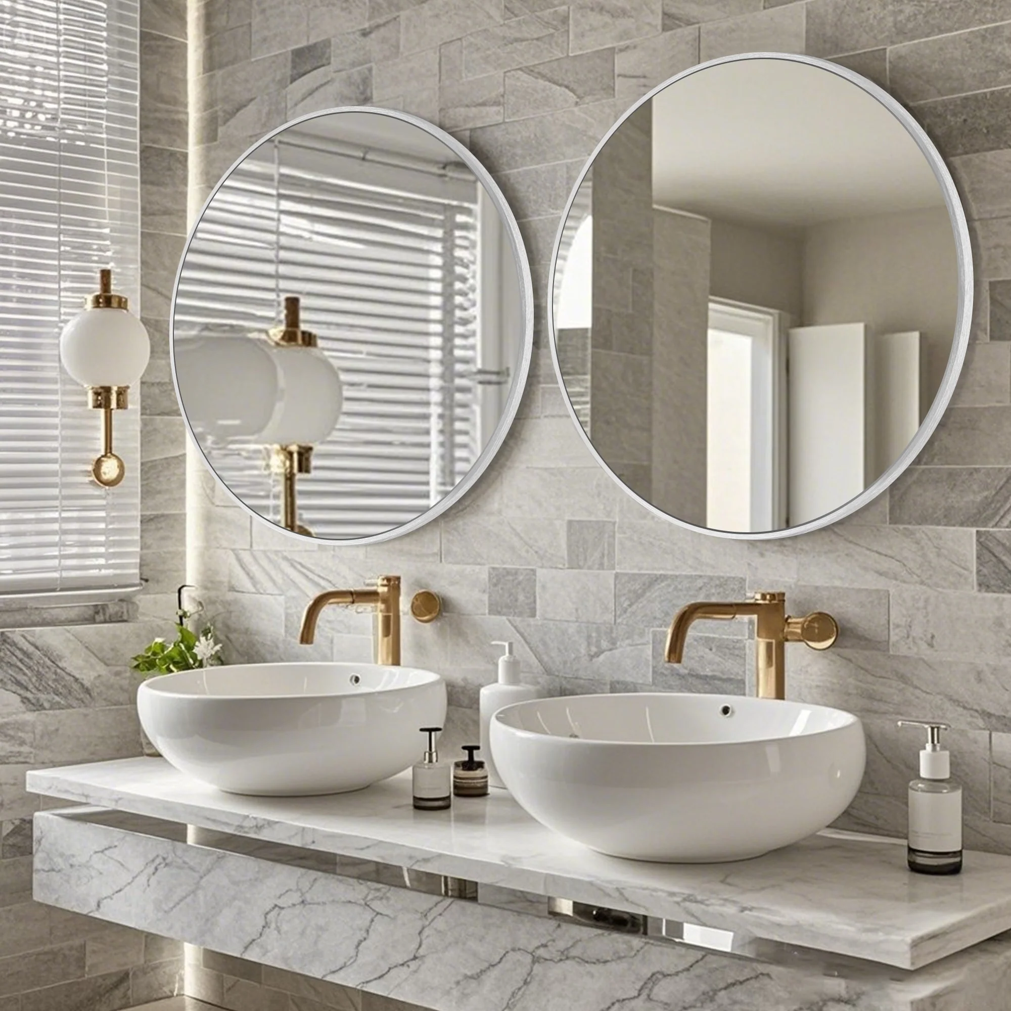 Modern Round Bathroom Vanity Mirror, Wall Mounted Circular Mirror for Bathroom, Bedroom and Home Decor - Image 32