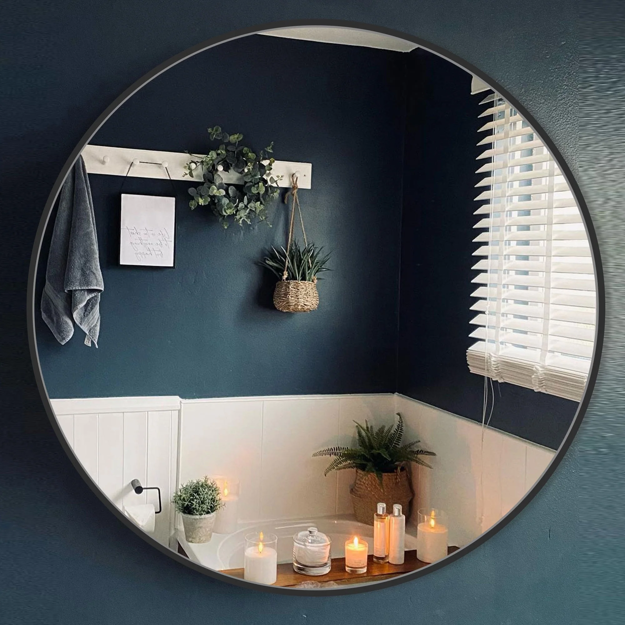 Modern Round Bathroom Vanity Mirror, Wall Mounted Circular Mirror for Bathroom, Bedroom and Home Decor - Image 2