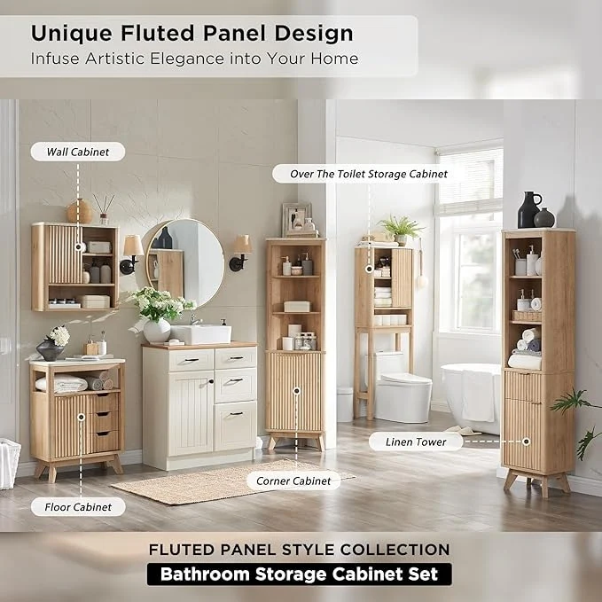 Modern Bathroom Wall Cabinet, Wall Mounted Medicine Storage Organizer with Shelves for Home Organization - Image 5