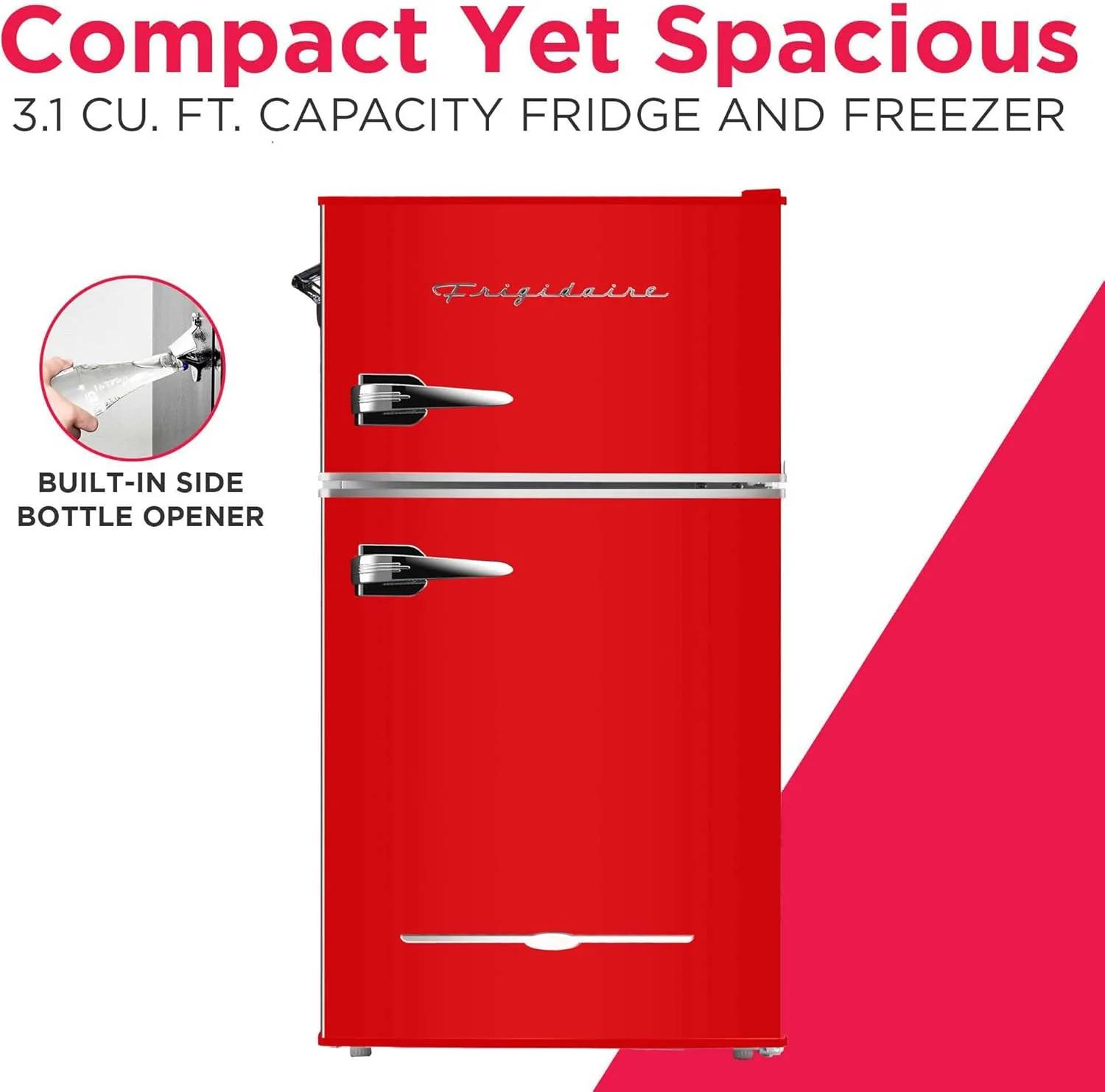Retro Mini Fridge with Freezer& Side Bottle Opener-Small 2 Door Refrigerator for Office Bar or College Dorm Room-3.1 Cu Ft 19 "D x 20.5" W x 33.5" H - Image 16