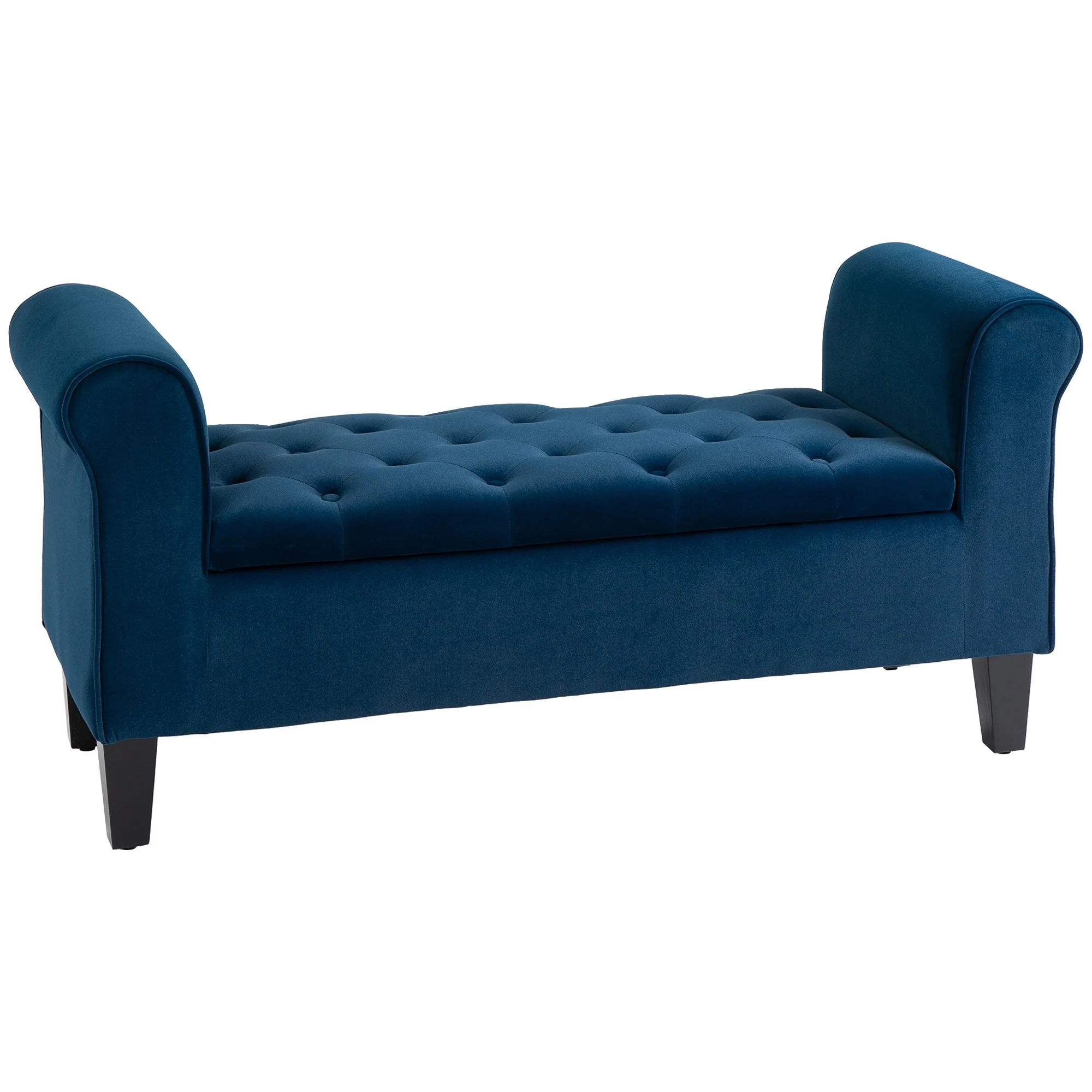 Button-Tufted Storage Ottoman Bench, Upholstered Bed Bench with Rolled Armrests for Bedroom, Living Room and Hallway - Image 20
