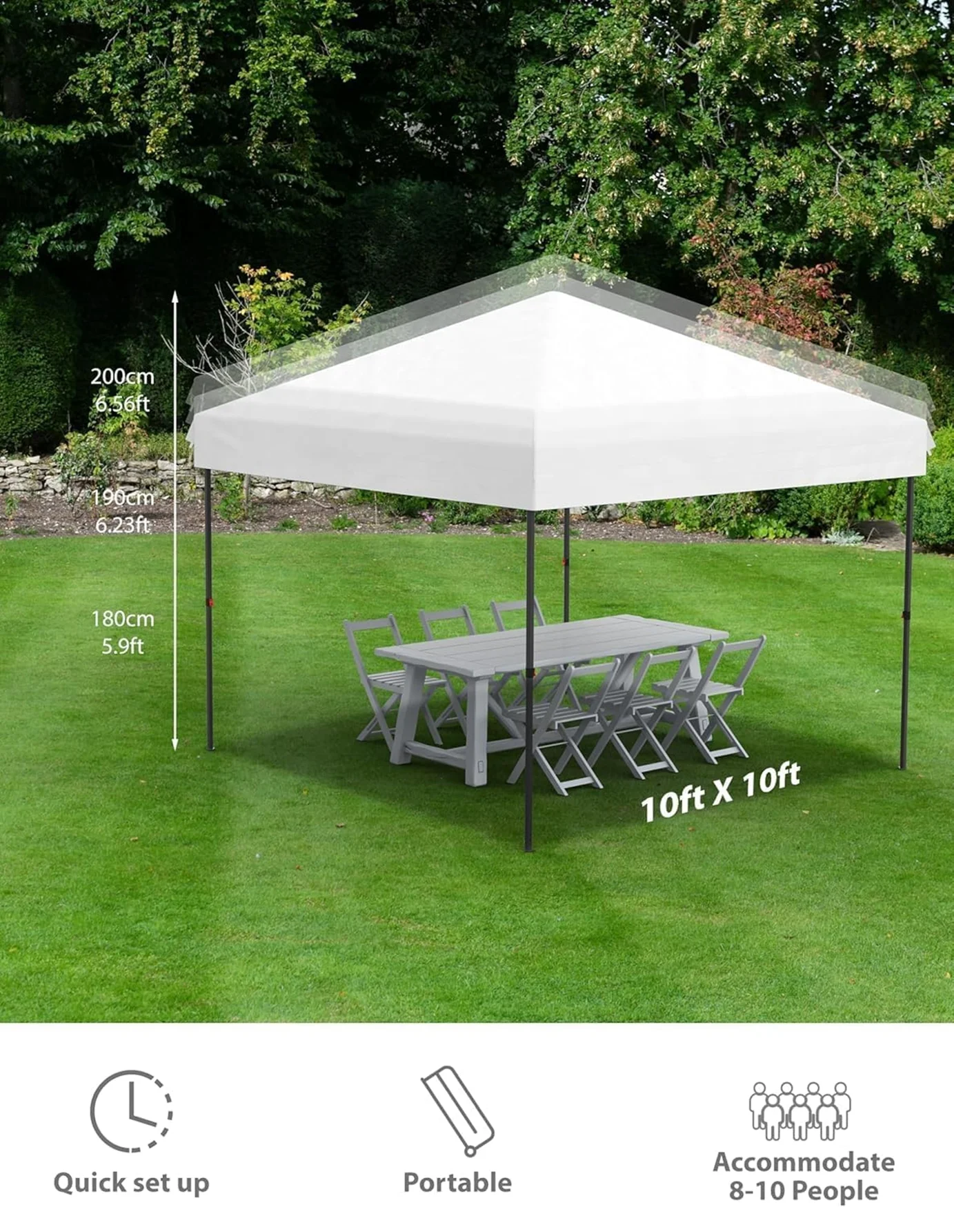 Arigeas Pop Up Canopy Tent 10'x10' with Adjustable Height, Easy Outdoor Sun Shade Shelter for Party, Event, Patio - Image 37