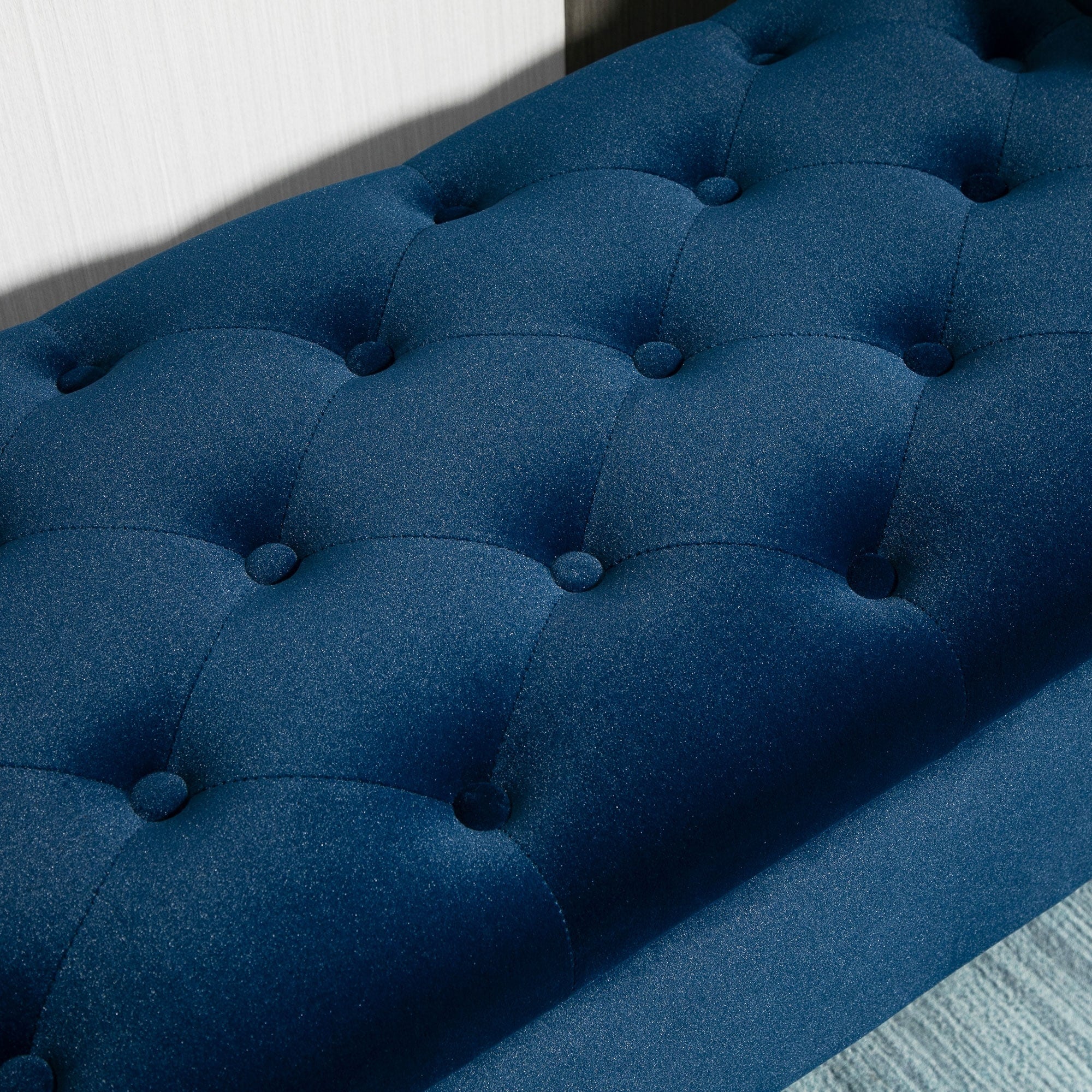 Button-Tufted Storage Ottoman Bench, Upholstered Bed Bench with Rolled Armrests for Bedroom, Living Room and Hallway - Image 27