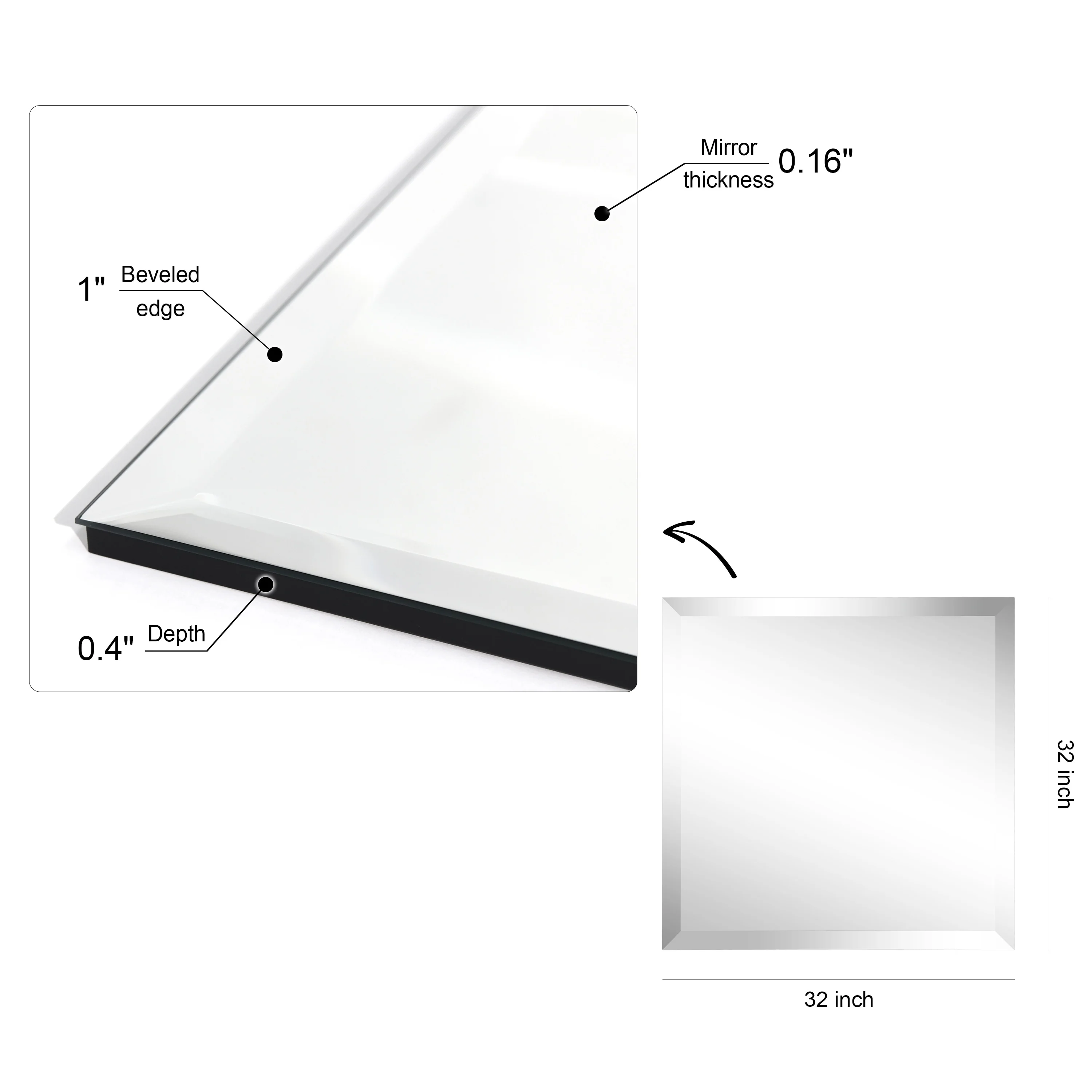 Frameless Beveled Prism Wall Mirror, Clear Square or Rectangular Decorative Mirror for Bathroom, Bedroom and Home Decor - Image 32