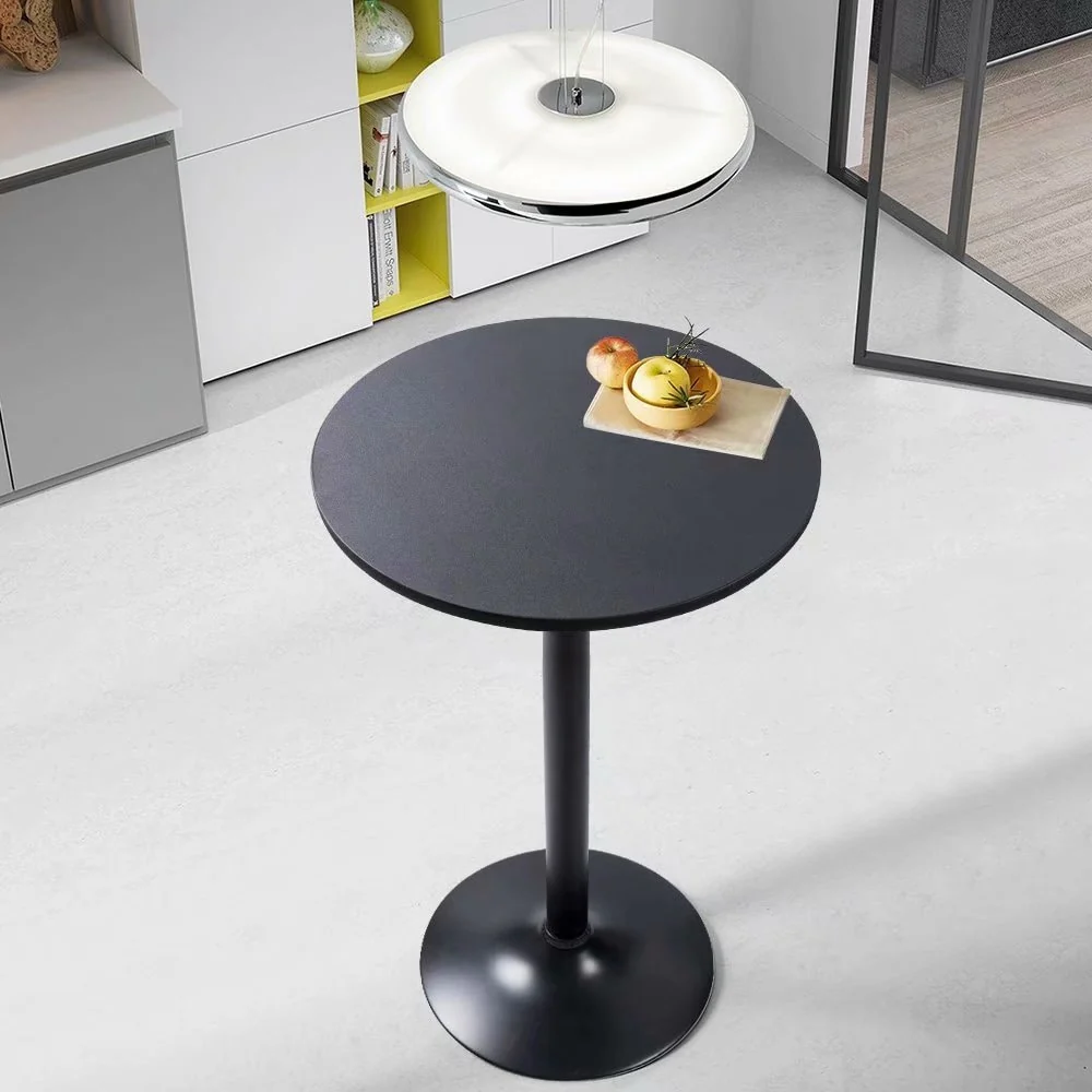 Round Bistro Pub Table, Bar Height Cocktail Table with Metal Base and MDF Top, 23.8 Inch - Image 25
