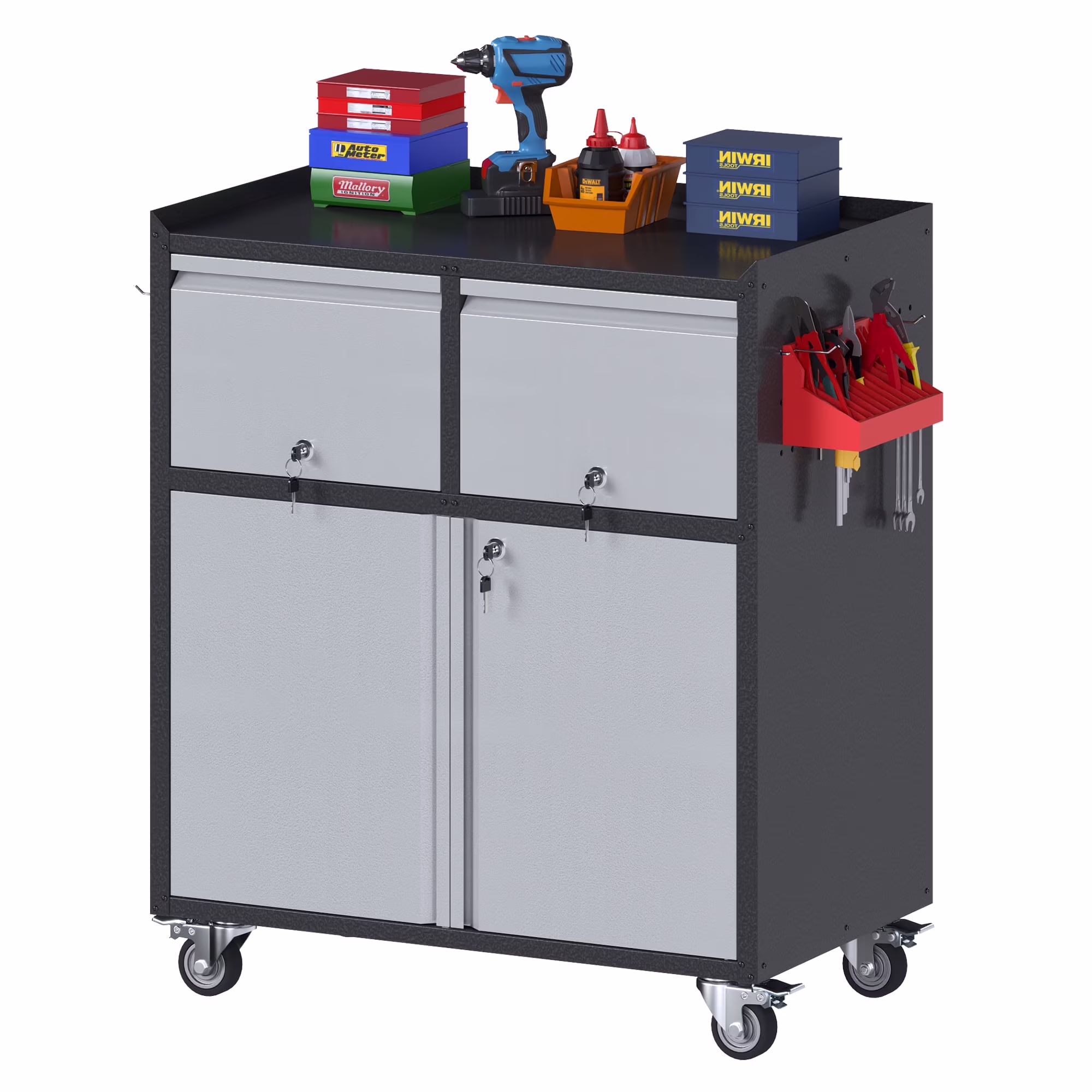 Aobabo Metal Storage Cabinet with Lock,Garage Storage Cabinet with Wheels,72In Steel Storage Cabinet for Garage Home Storage, Black Required-Assembly - Image 33