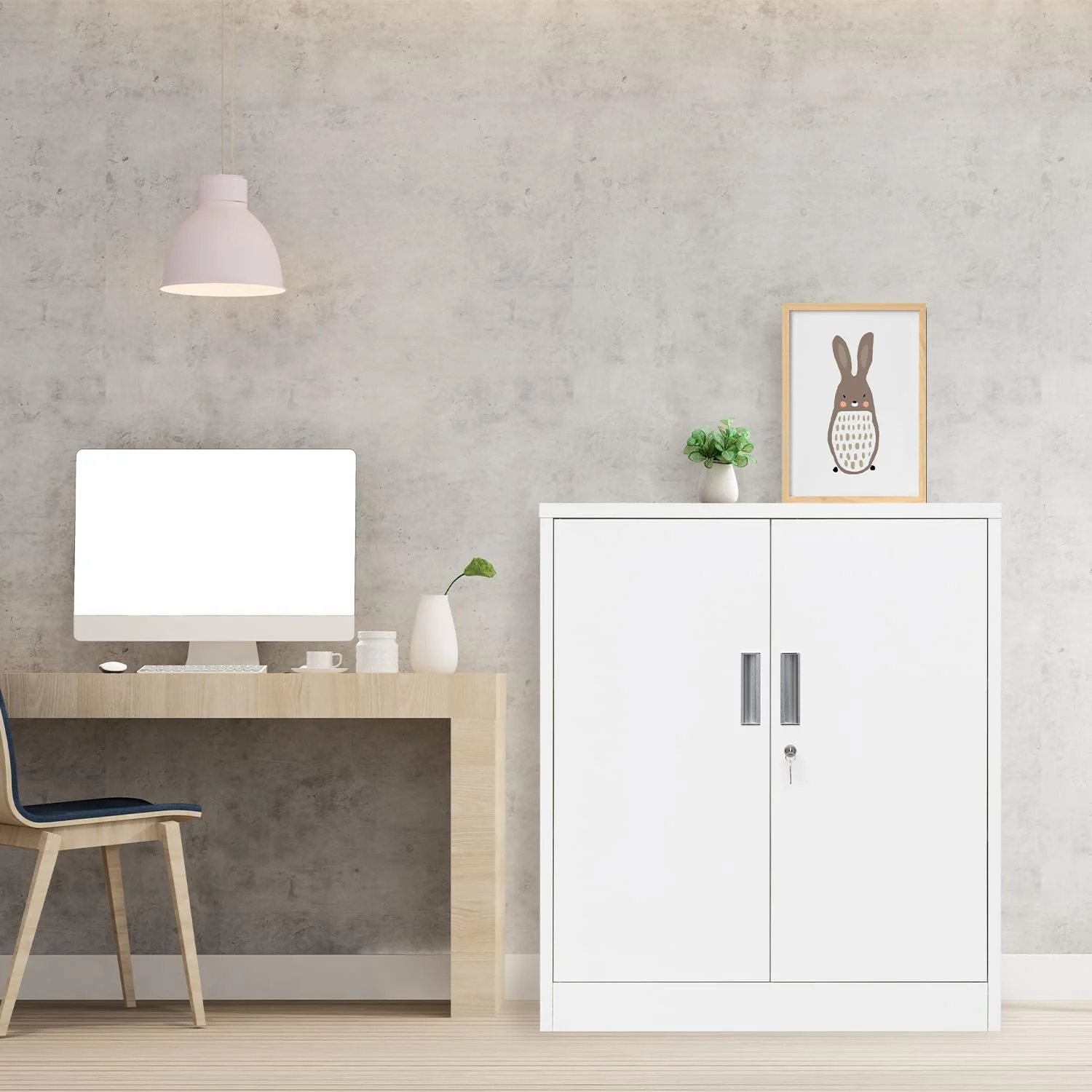 Metal Storage Cabinet, Garage Metal Cabinet with Doors, Adjustable Shelf Height & Steel Lockable Storage Cabinet, Tool Cabinets for Office, Home, Gym, School and Kitchens - Image 6