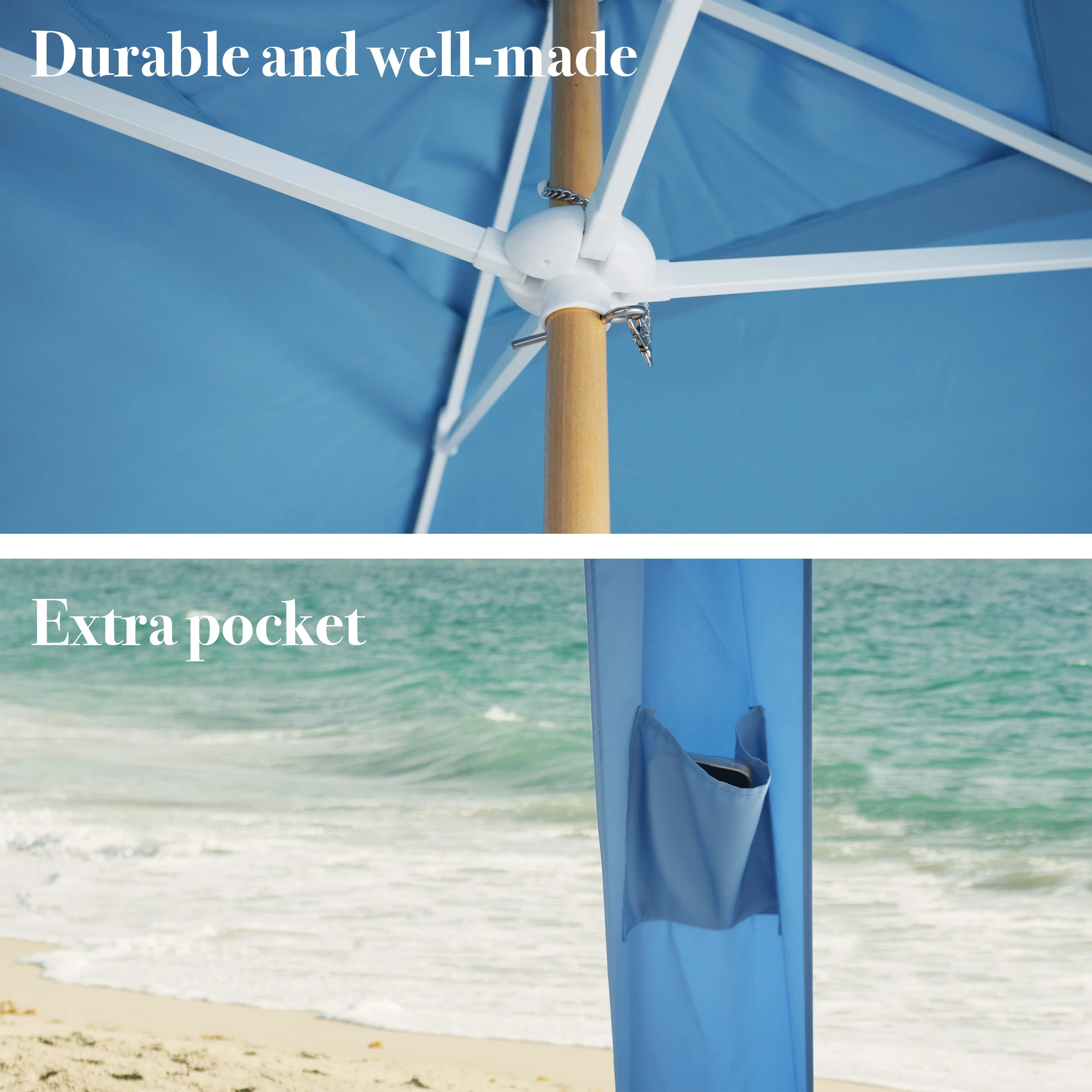 AMMSUN 6'-6' Boho Beach Cabana Tent Canopy with Tassels Fringe UPF50+ Outdoor for Beach Patio,White - Image 13