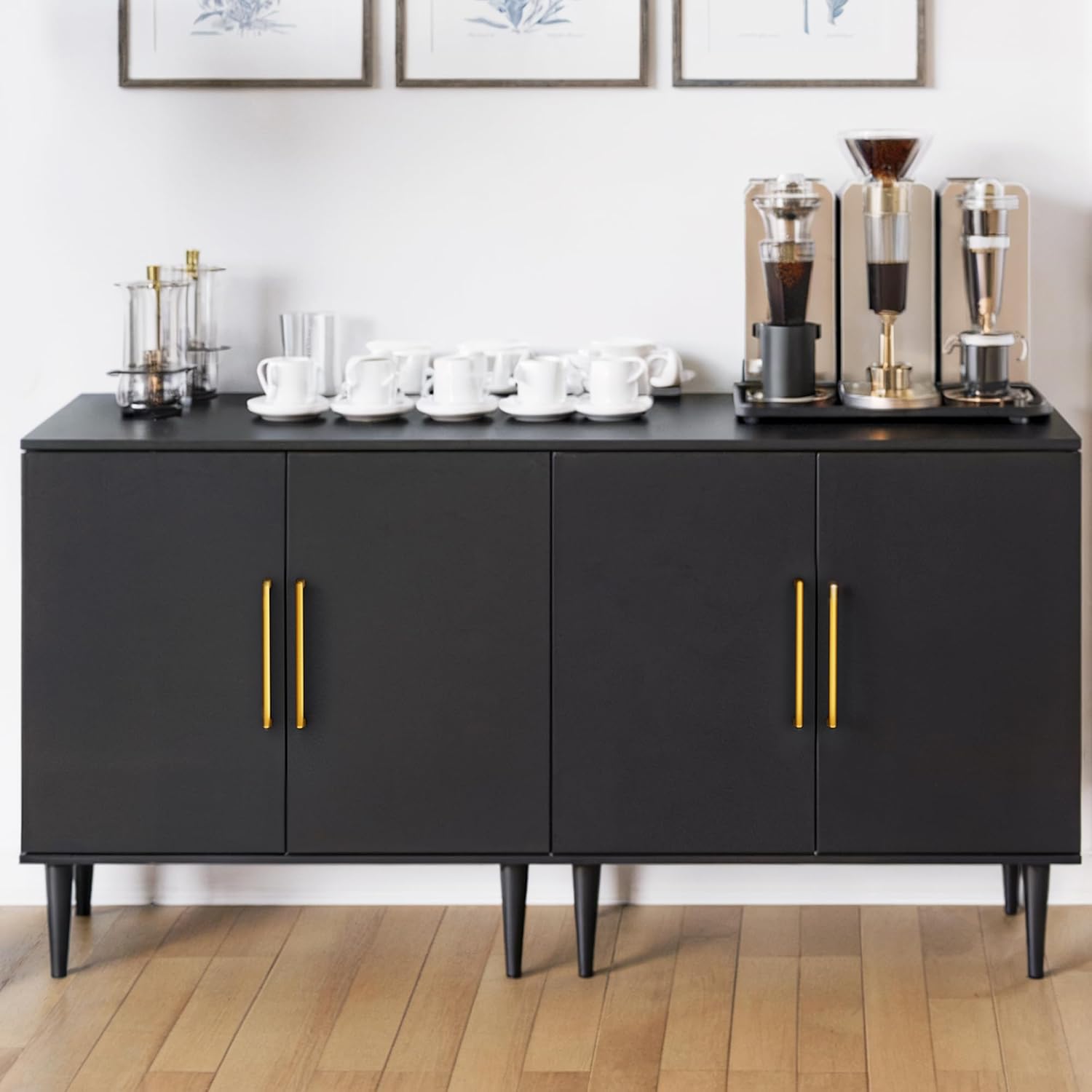 Fluted Storage Cabinet, Free Standing Buffet, Wood Sideboard, Multifunctional Accent Storage for Living Room, Hallway, Entryway, Dining Room (1, Oak) - Image 9