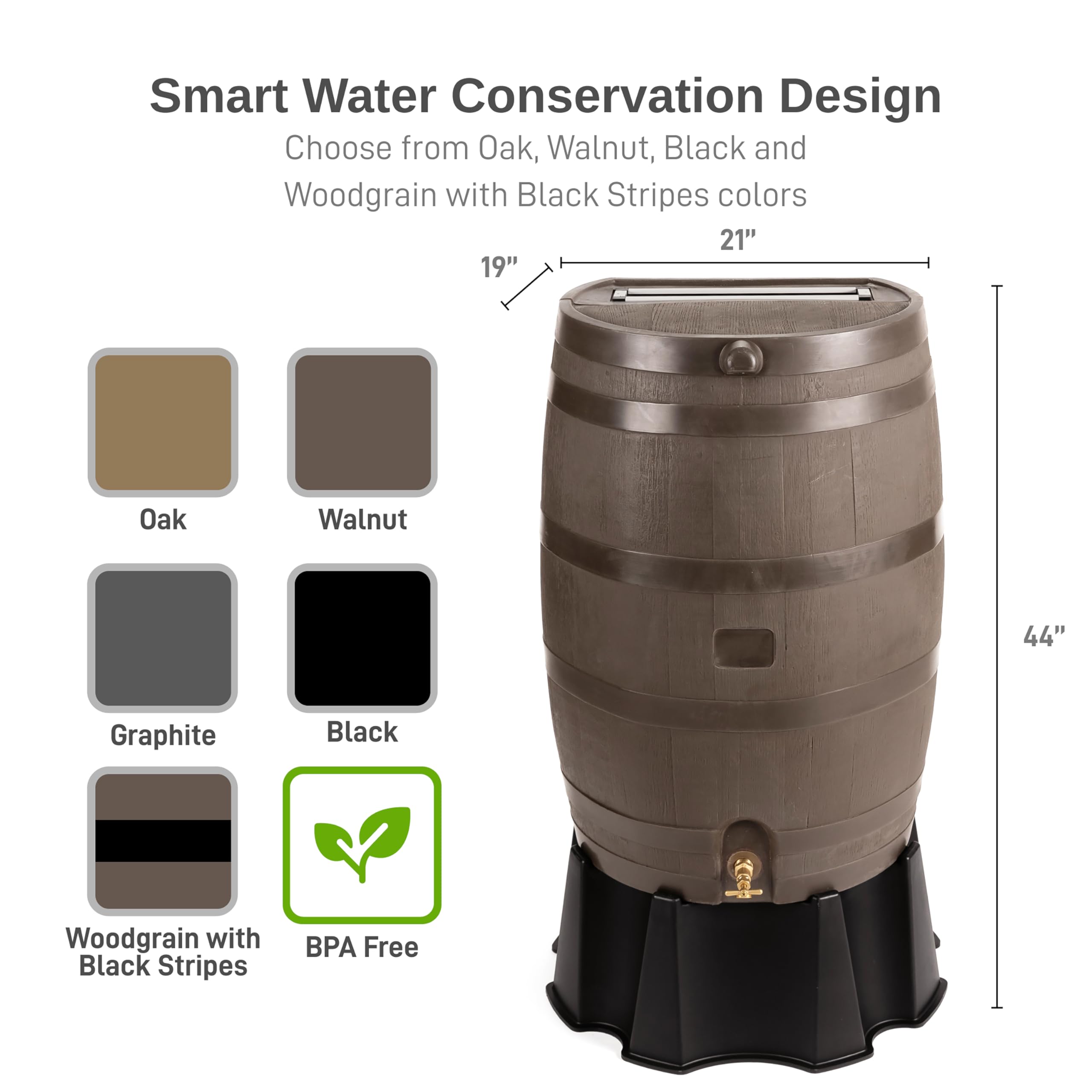 50 Gallon Rain Barrel with Brass Spigot, Large Outdoor Rainwater Collection and Storage Container for Garden - Image 25