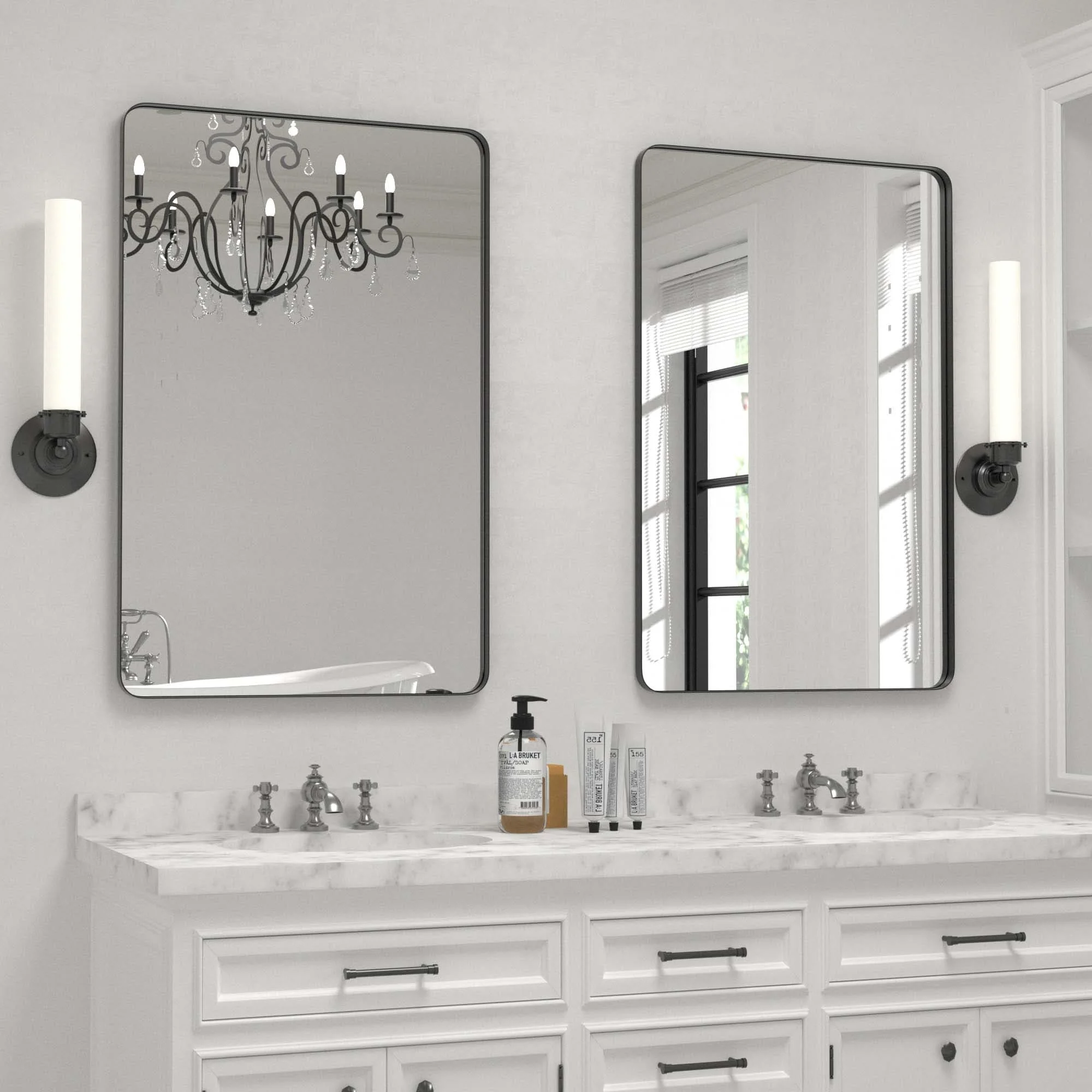 Wall Mirror Vanity Mirror, Bathroom Mirror with Rounded Corners, 1 Piece - Image 6