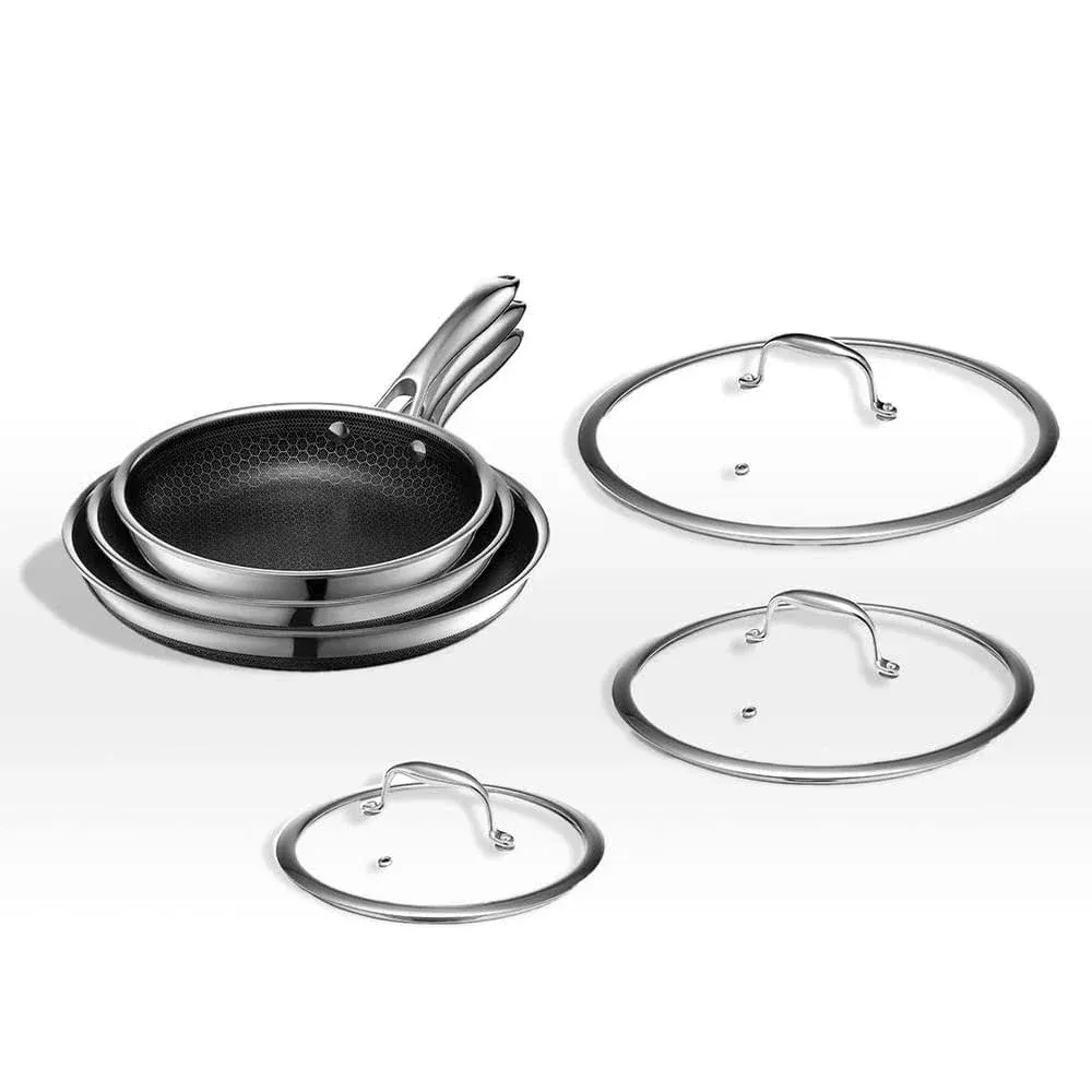6-Piece Hybrid Stainless Steel Cookware Pan Set with Glass Lids - Image 11
