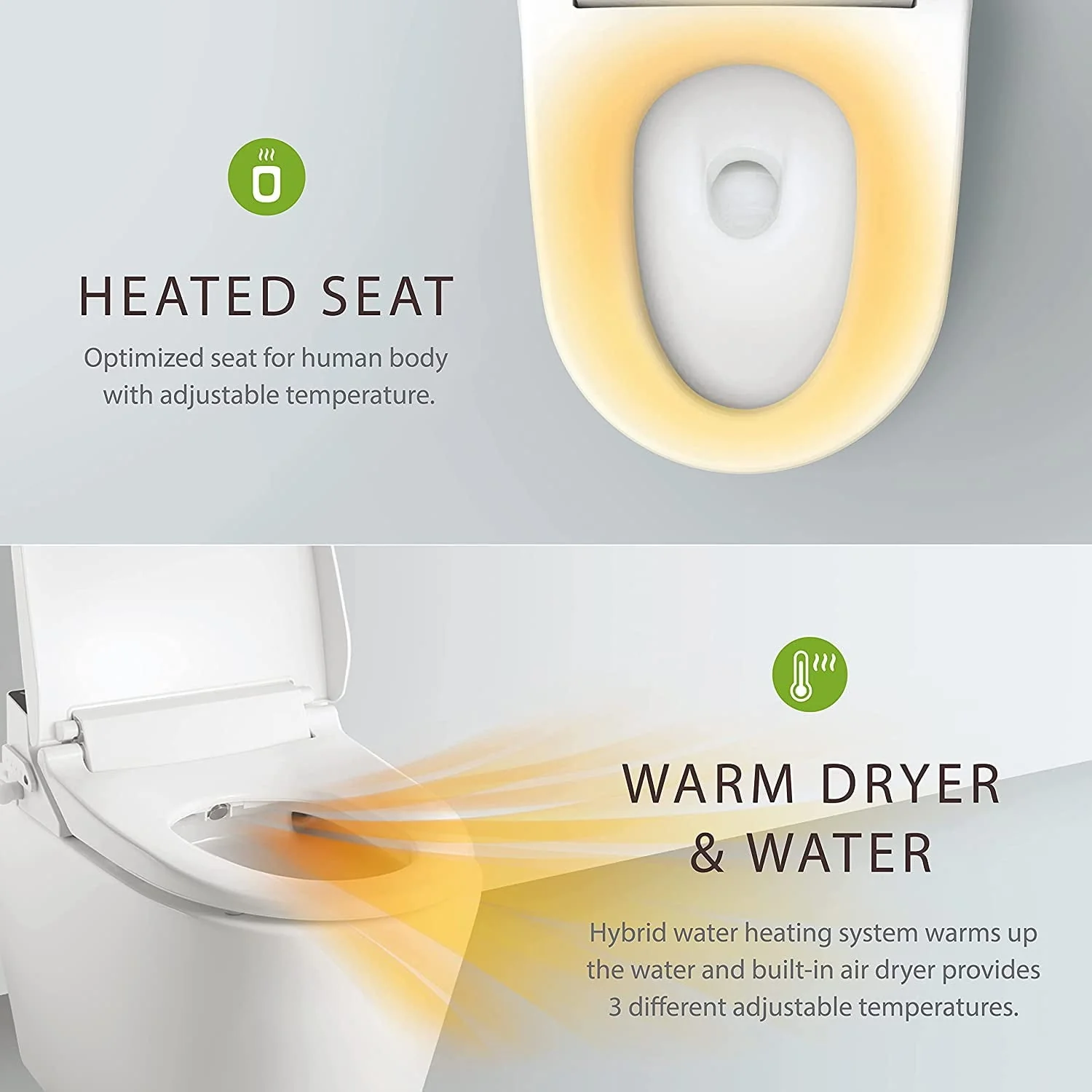 VOVO STYLEMENT VB-6000SE Electronic Bidet, Elongated, UV LED Sterilization, Heated Seat, Warm Dry and Water, Self Cleaning Full Stainless Nozzle, Made in Korea - White - Image 3