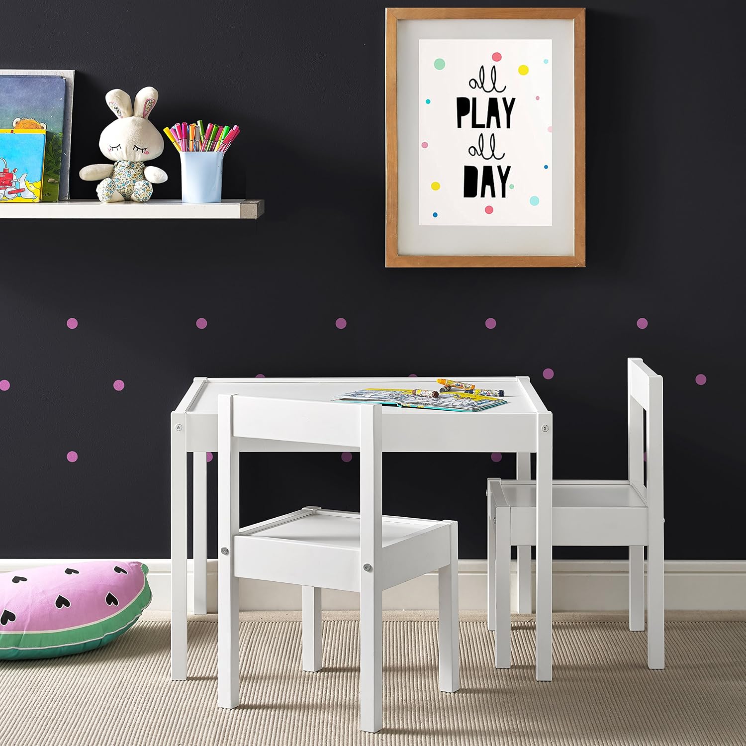 Hunter 3 Piece Kiddy Table and Chair Set, White - Image 2