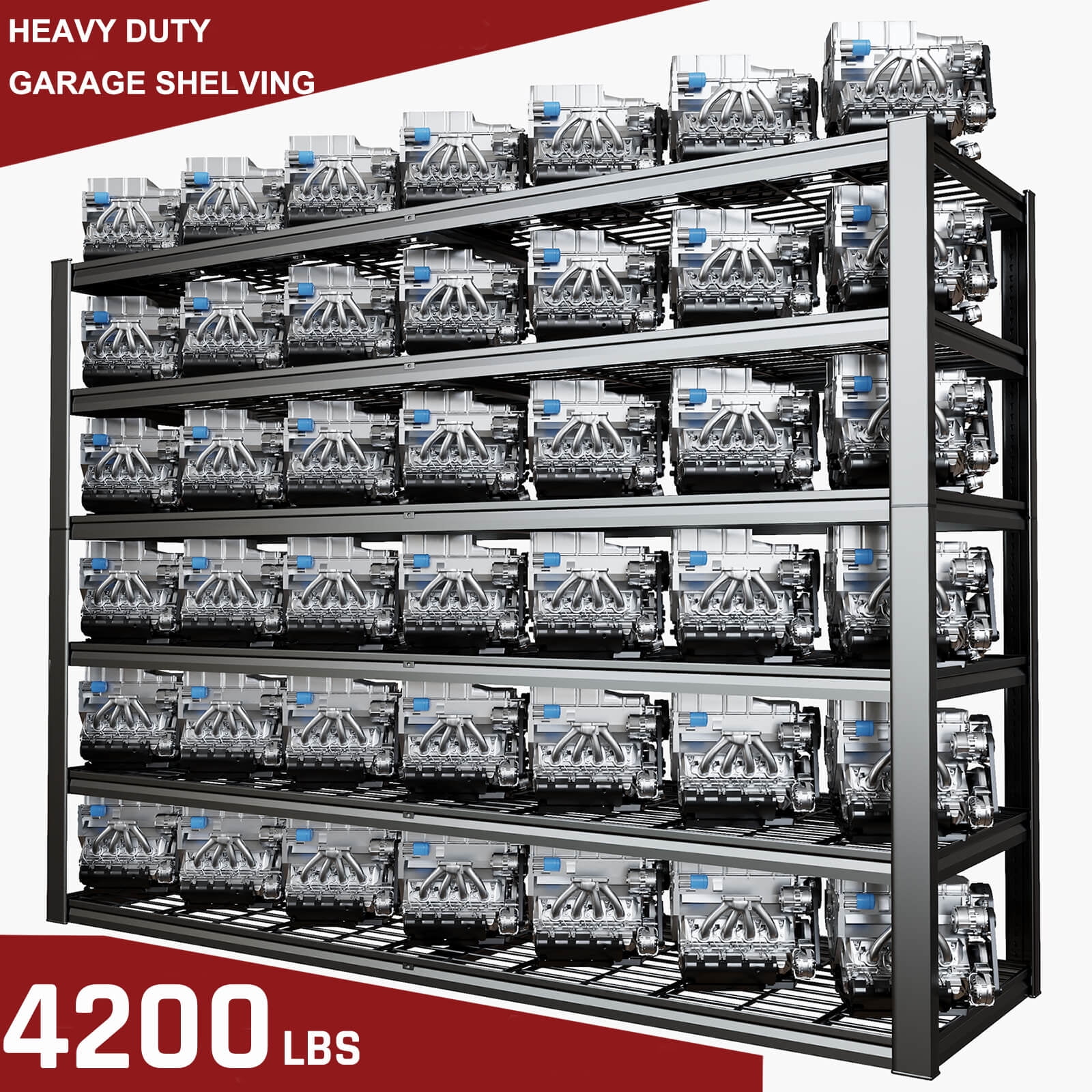PMKES 67" W Garage Shelving 6 Tier Heavy Duty Storage Shelves 3500LBS Adjustable Metal Shelving Unit for Storage Rack 67" W x 24" D x 87" H - Image 3
