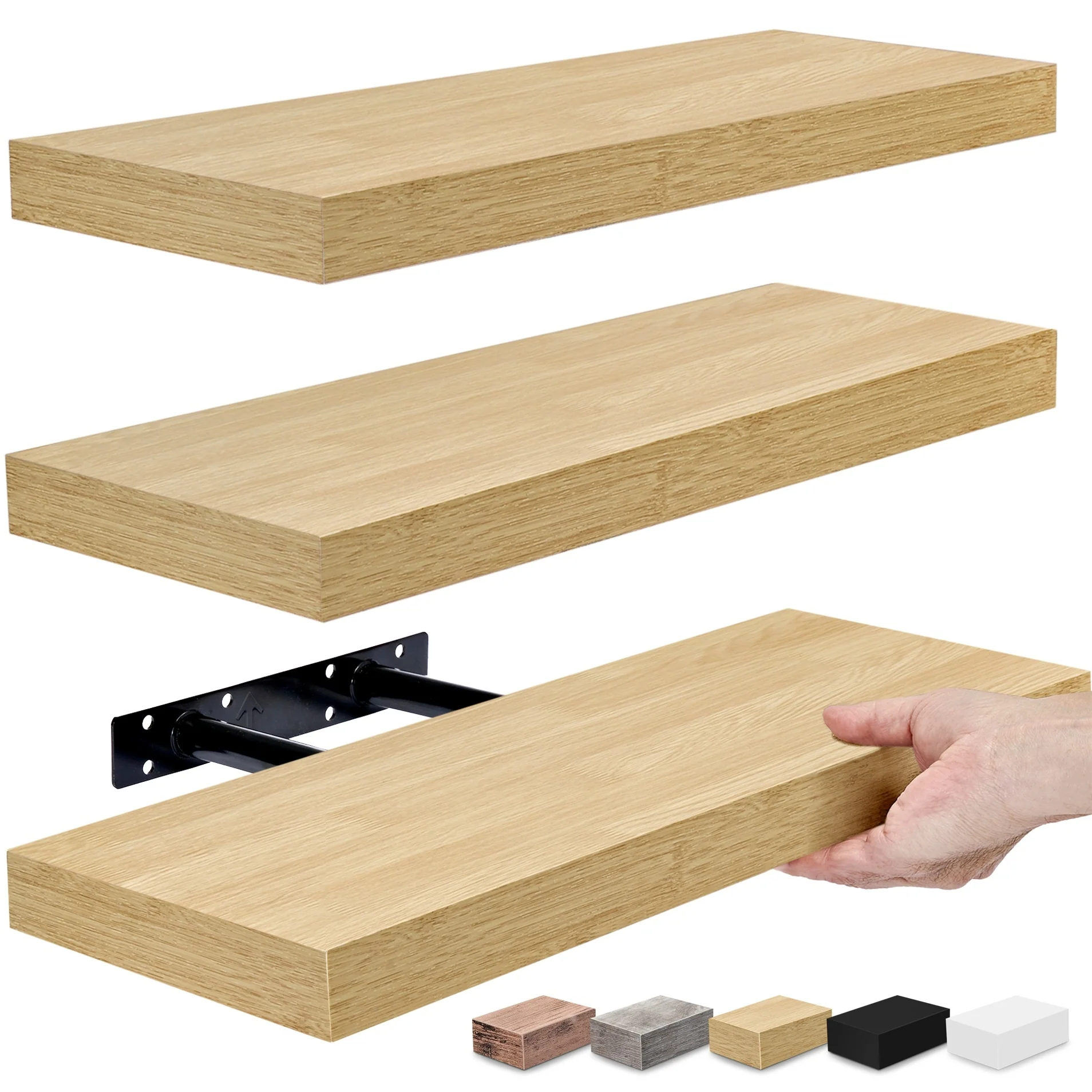 16 Inch Floating Wall Shelves, 3 Pack Farmhouse Hanging Display and Storage Shelves - Image 4