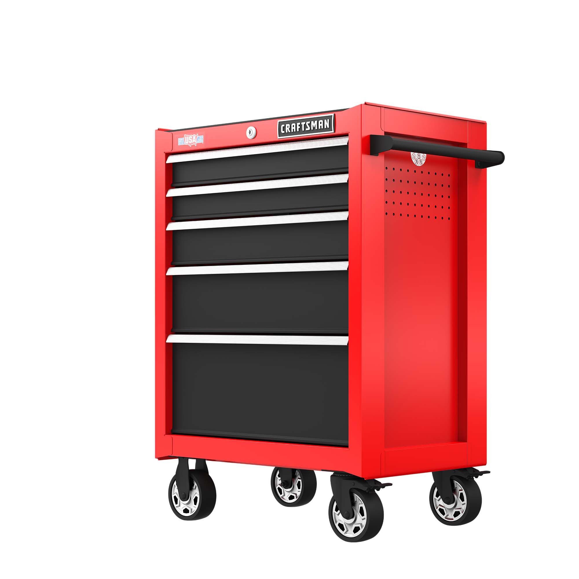 26-Inch W x 36.5-Inch H 5-Drawer Steel Rolling Tool Cabinet, Red - Image 9