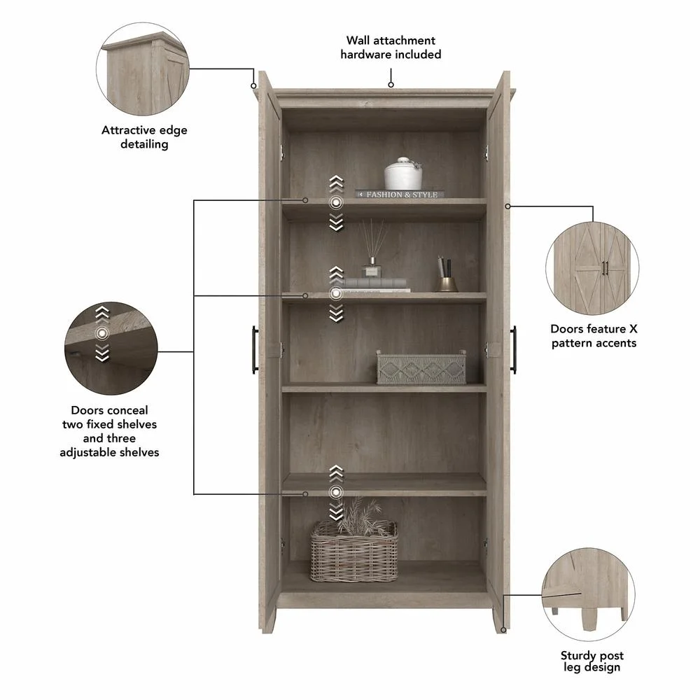 Key West Tall Storage Cabinet with Doors in Bing Cherry - Engineered Wood - Image 28