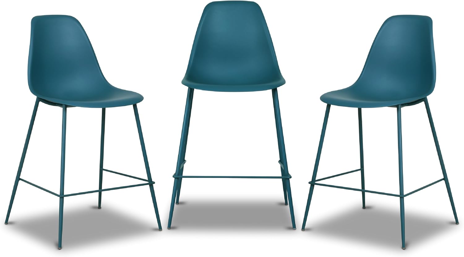 Isla Modern Kitchen Chairs Set of 4, Plastic Dining Chair with Metal Legs, Quick Assembly Simple Cafe Chairs Plastic for Indoor or Outdoor, Ocean Teal - Image 2