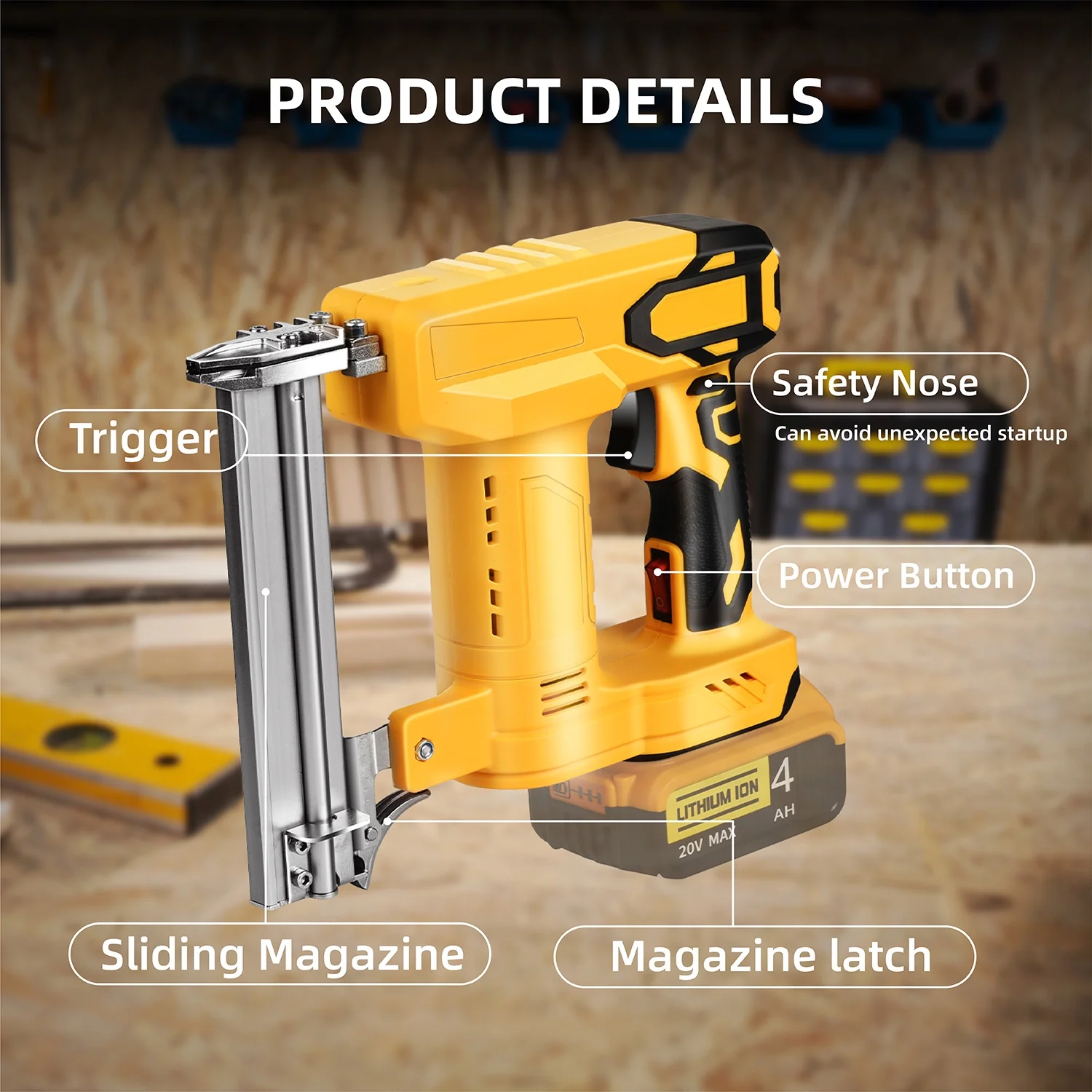 18 Gauge Brad Nailer Compatible with Dewalt 20V MAX Battery(NO Battery), Narrow Crown Stapler, 2 in 1 Cordless Nail Gun with 1000 Nails and 1000 Staples for Home Improvement, DIY and Woodworking - Image 7