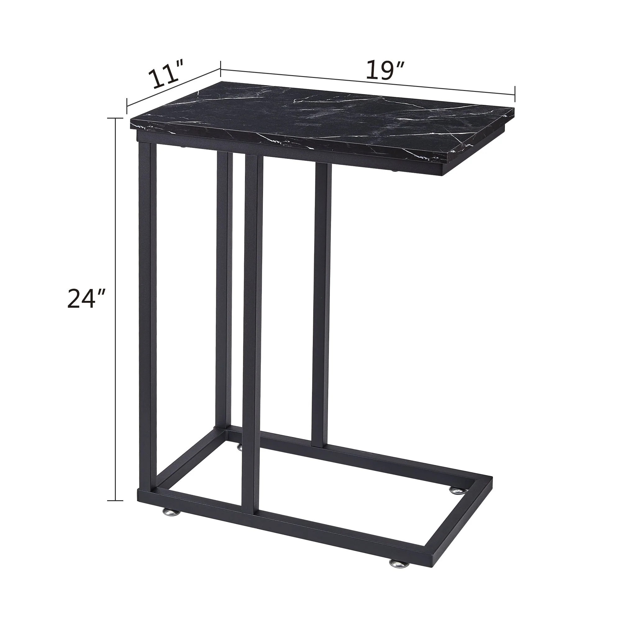 Set of 2 C-Shaped Sofa Side Tables, Small End Tables for Living Room, Bedside and TV Tray - Image 43
