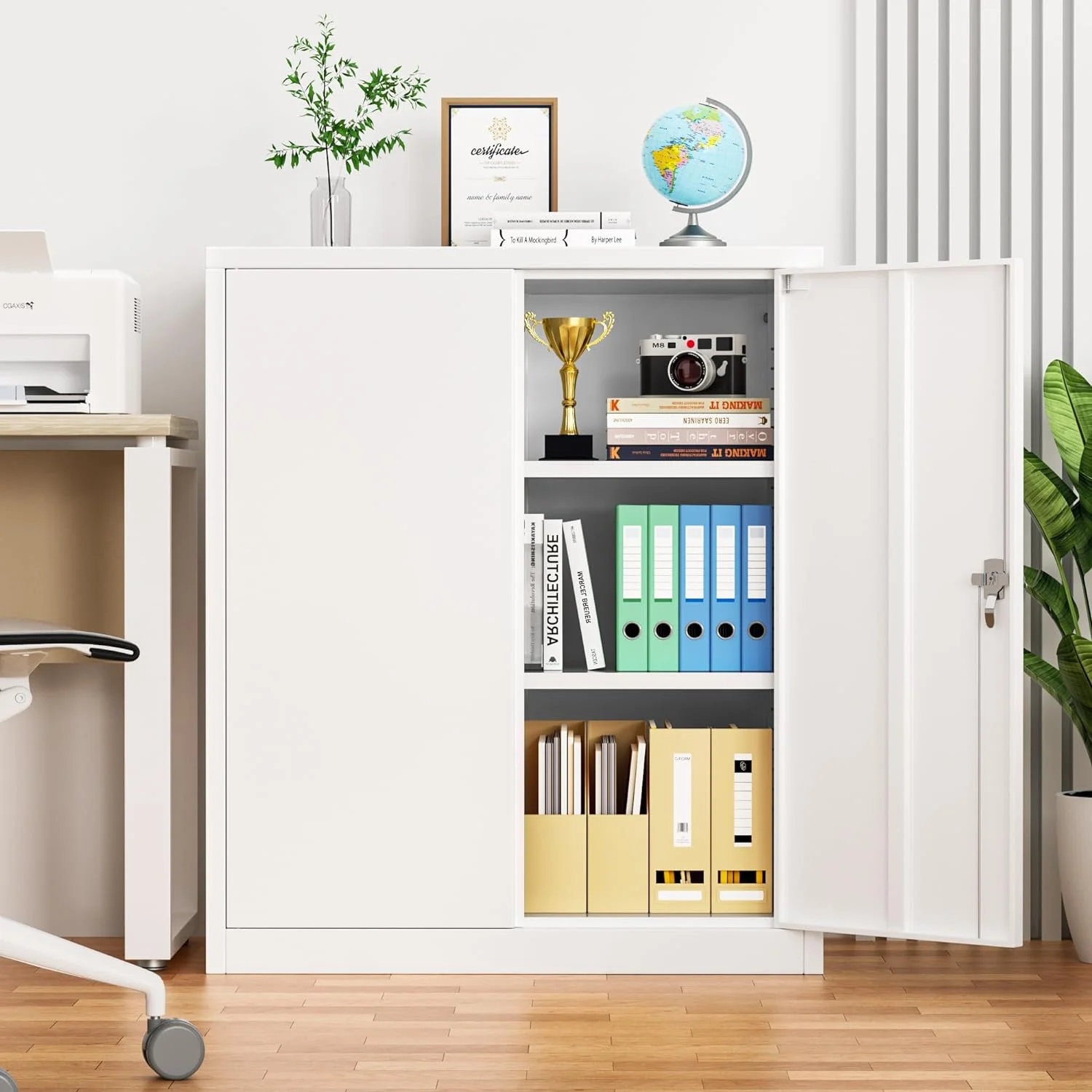SUNCROWN 71 In Metal Storage Garage Cabinets with Locking Doors and Adjustable Shelves, Steel Storage Cabinet for Garage, Office, Classroom, Assemble Required(White) - Image 16