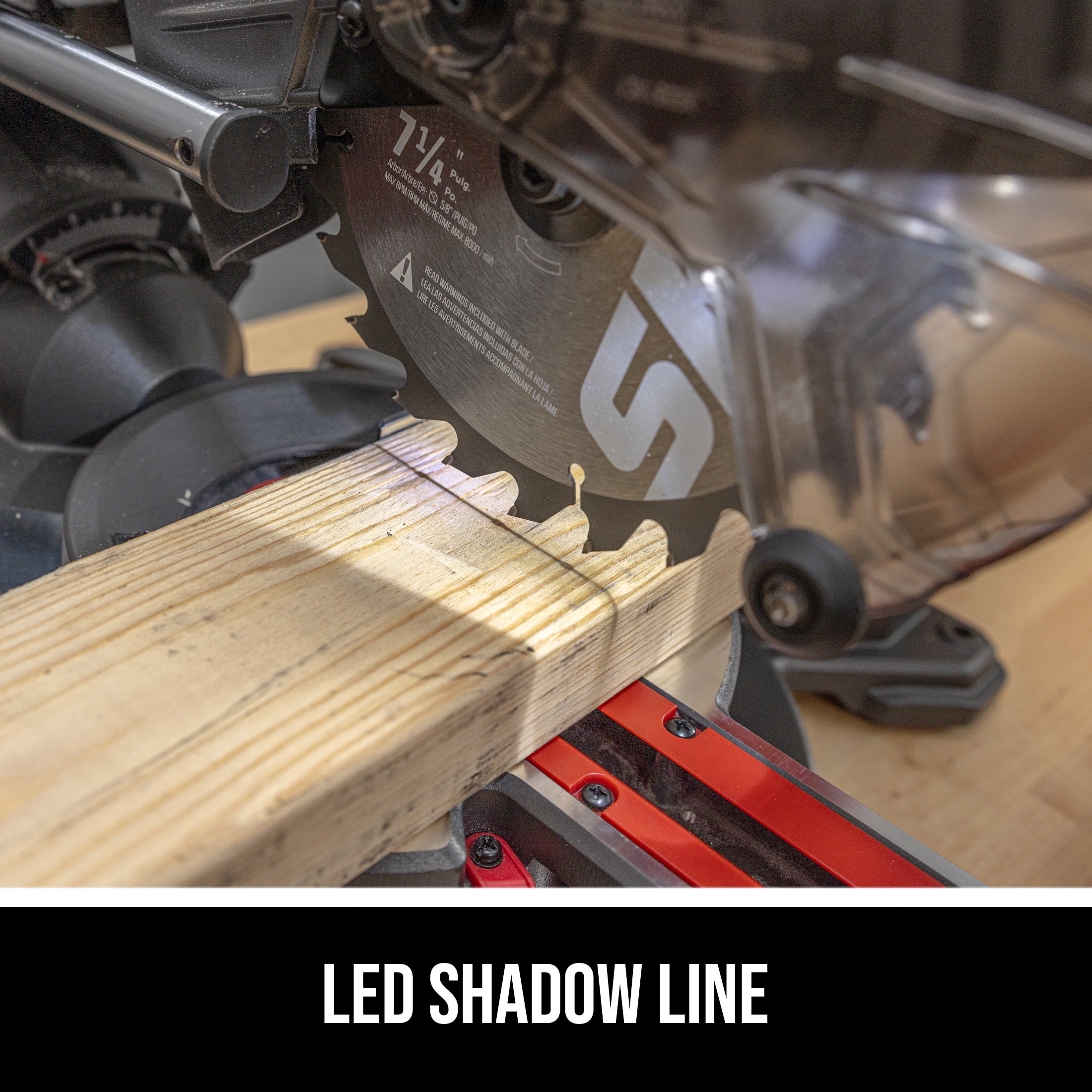 SKIL MS6316-00 10 Amp 7-1/4" Single Bevel Miter Saw with Compact Rail System & LED Shadow Line - Image 3