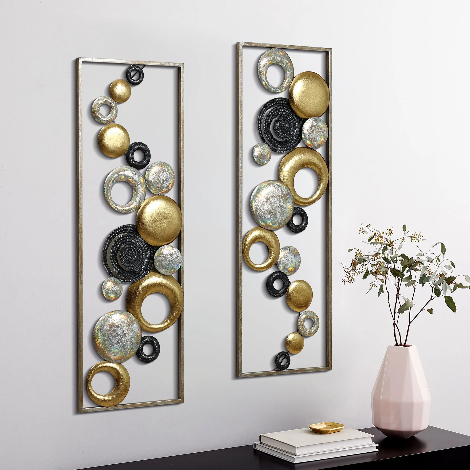 Set of 2 Modern Multi-Color Abstract Metal Wall Decor Panels, Decorative Wall Art for Living Room and Bedroom - Image 5