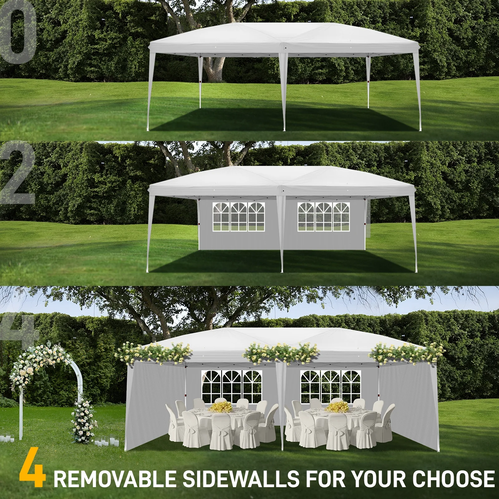 UBesGoo Ez Pop Up Patio Canopy Tent Gazebo Outdoor Party with 6 Sidewalls 10 x 20 ft Blue - Image 47