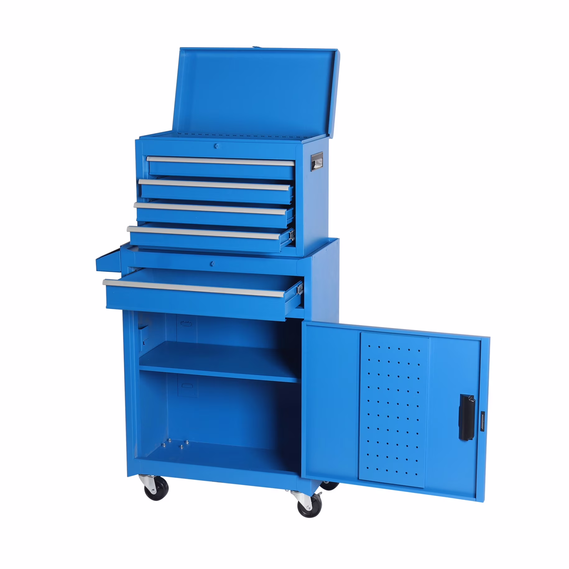 Rolling Tool Chest with 5 Drawers and Detachable Top Box Heavy Duty Steel Construction Lockable Wheels for Garage Workshop Storage Organization - Image 5