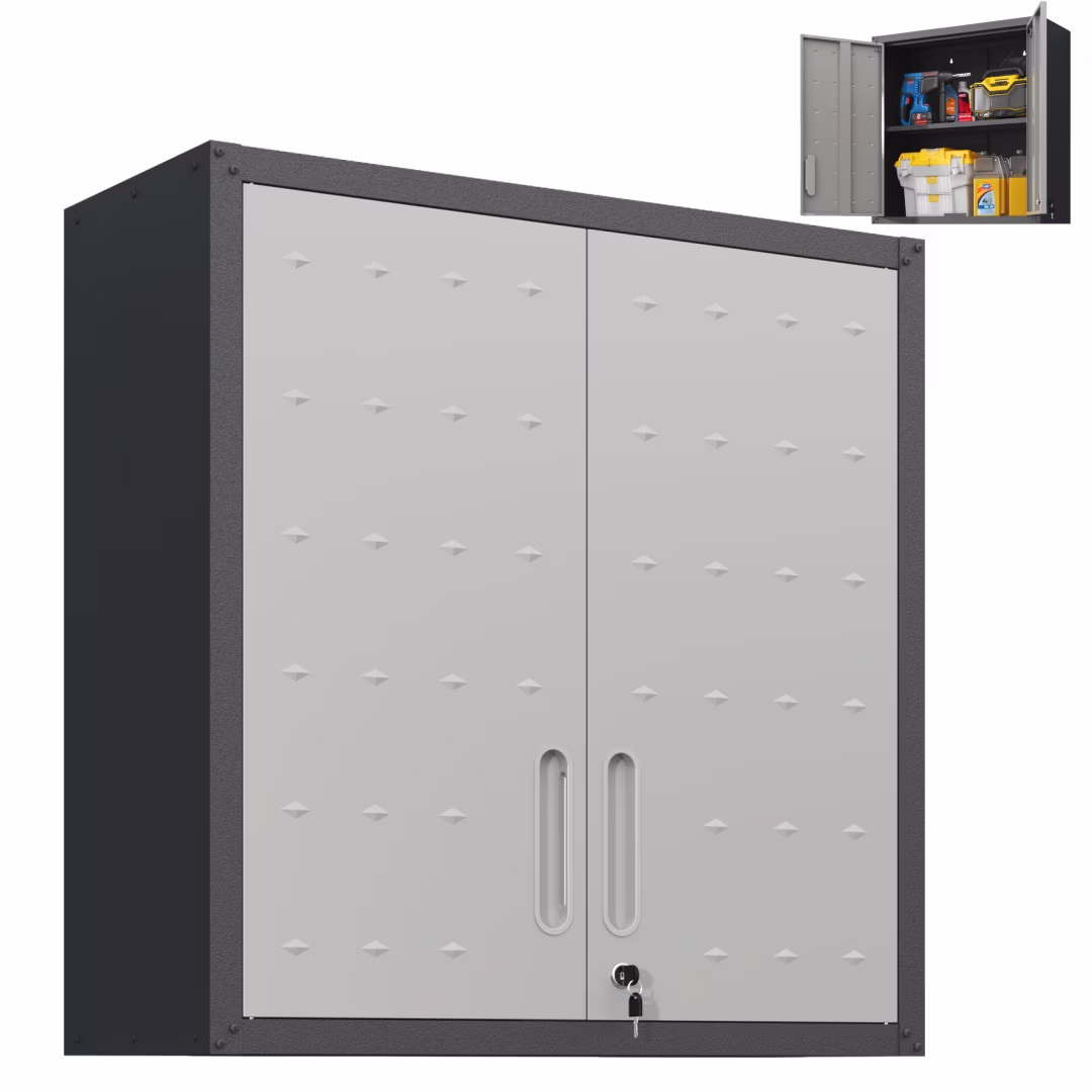 Tcbosik Rolling Storage Cabinet with Storage, Metal Tool Cabinet with Adjustable Shelf and 2 Doors, Lockable Storage Cabinet for Home Office Garage Basement, Black - Image 3