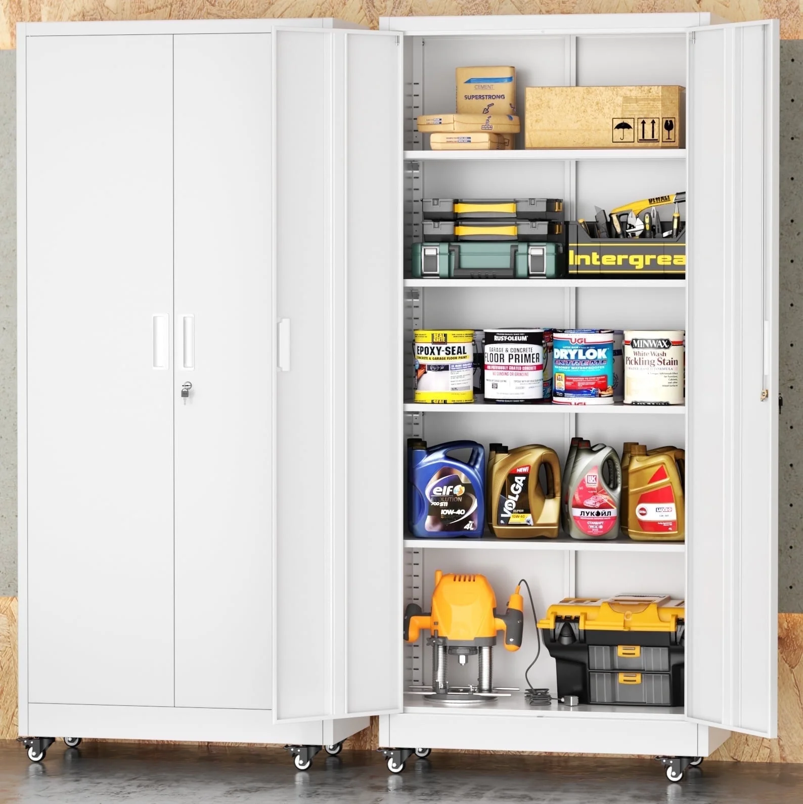 SOLAURA Metal Storage Cabinet with Wheels, 73" Garage Rolling Cabinet with Locking Door and 4 Shelves, Tool Cabinet on Caster for Home, Office, Black - Image 36