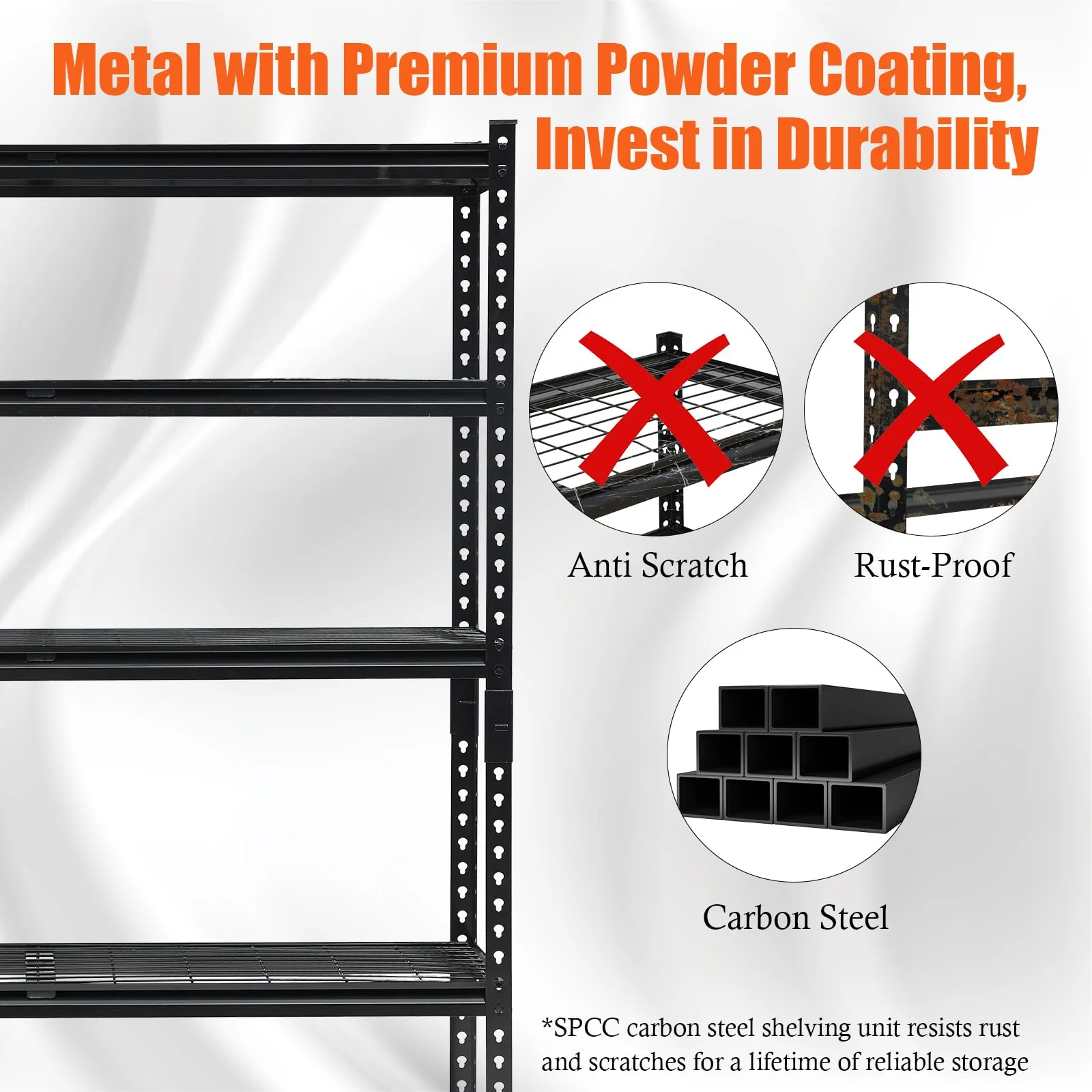 60" W Garage Shelving Units Heavy Duty,5-Tier Adjustable Storage Shelves 2500 LBS Metal Storage Utility Racks 24" D x 72" H - Image 4