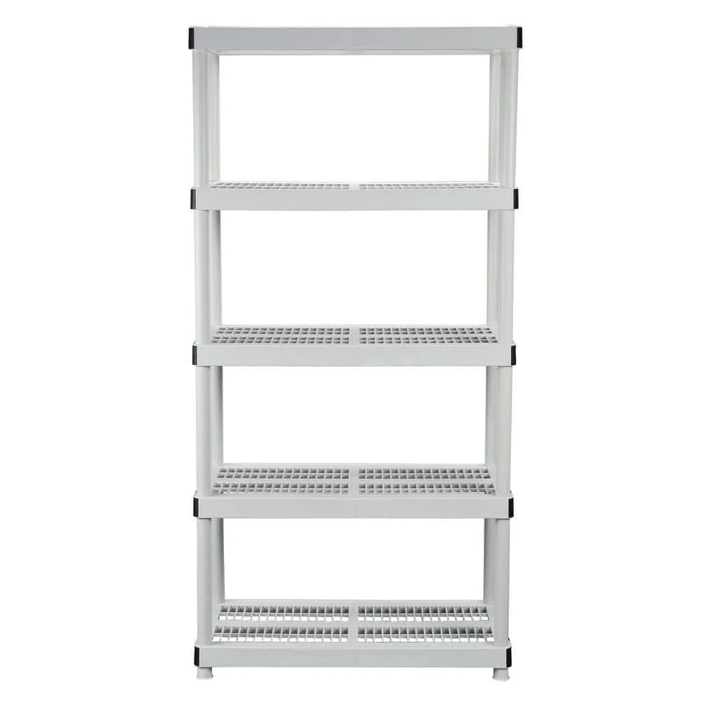 5-Tier Easy Assembly Multi-purpose Plastic Garage Storage Shelving Unit in Gray (36 in. W x 72 in. H x 18 in. D) - Image 5