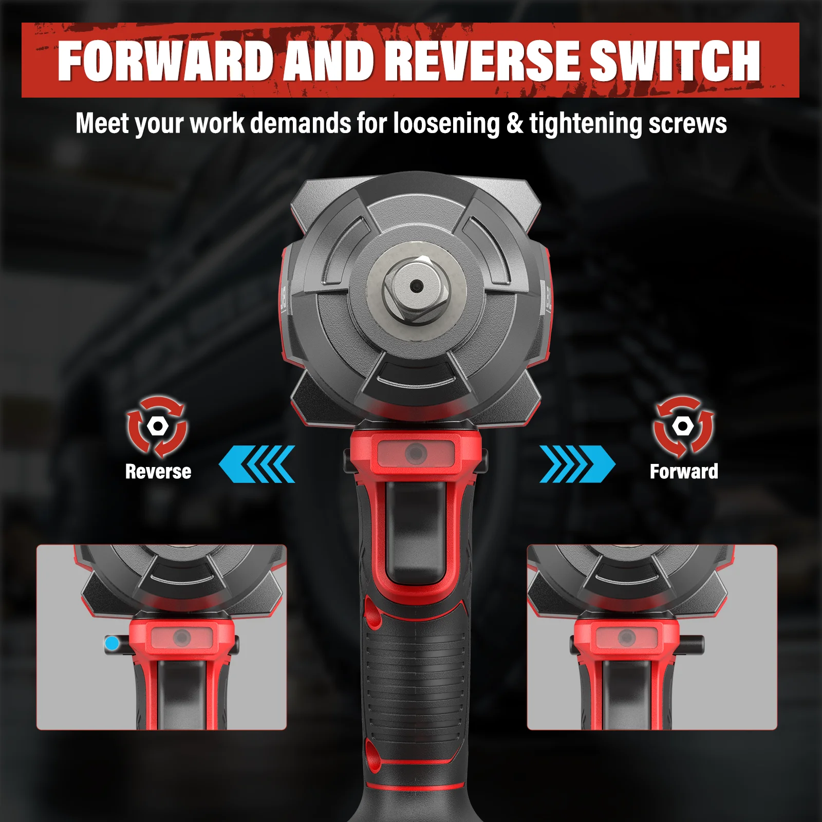 Cordless Impact Wrench, 1/2" Impact Gun, Max Torque 440 Ft-lbs (600 N.m) Heavy Duty Cordless Impact Driver, 3500 RPM Electric Impact Drill, 20V Brushless, 2x4.0Ah Li-ion Battery, 4Pcs Impact Sockets - Image 16