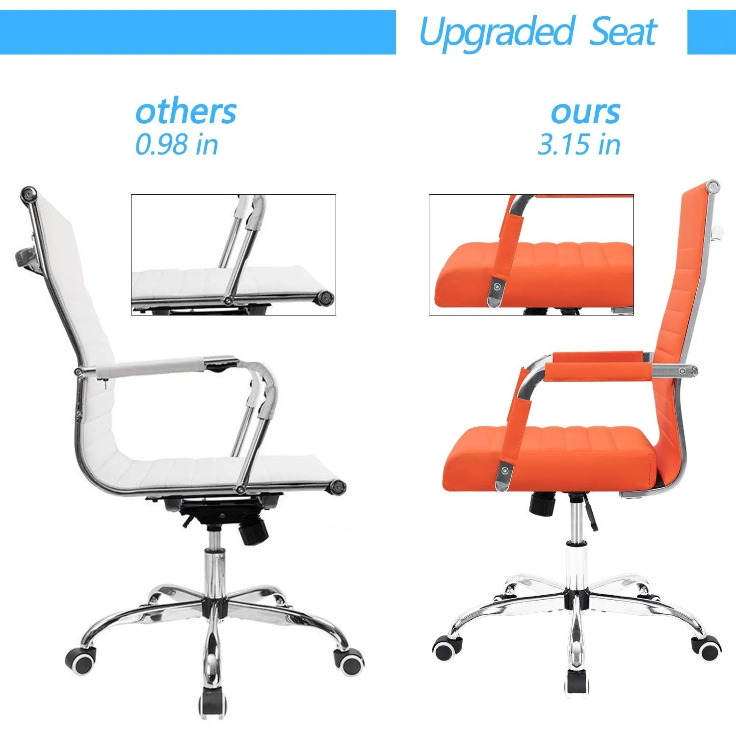 Ergonomic Ribbed Office Chair, Modern Computer Desk Chair with Comfortable Upholstered Seat for Home and Office - Image 18
