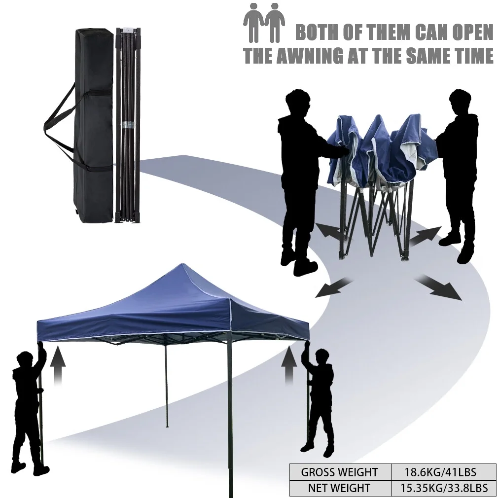 CL.HPAHKL 10' x 10' Outdoor Pop Up Canopy Tent with Wheeled Bag, Outdoor Shade Tent for Party One Push Patio Tent Canopy Instant Slant Leg Conopy for Backyard Outdoor Patio and Lawn - Image 10