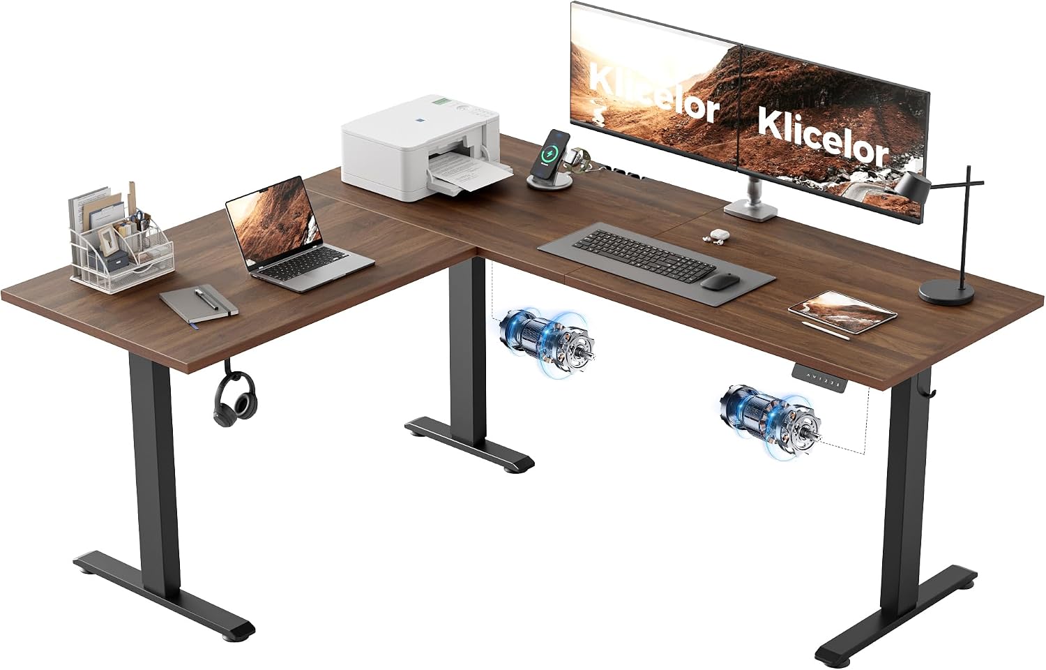 L Shaped Standing Desk 63 x 48 Inch, Electric Height Adjustable Corner Desk for Home Office Workstation, Ergonomic Sit to Stand Computer Table with Memory Controller, Rustic Brown - Image 12