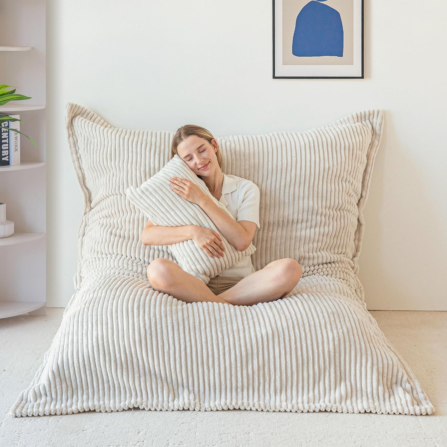 Giant Bean Bag Chair with Pillow, 3 in 1 Convertible Bean Bag Chair