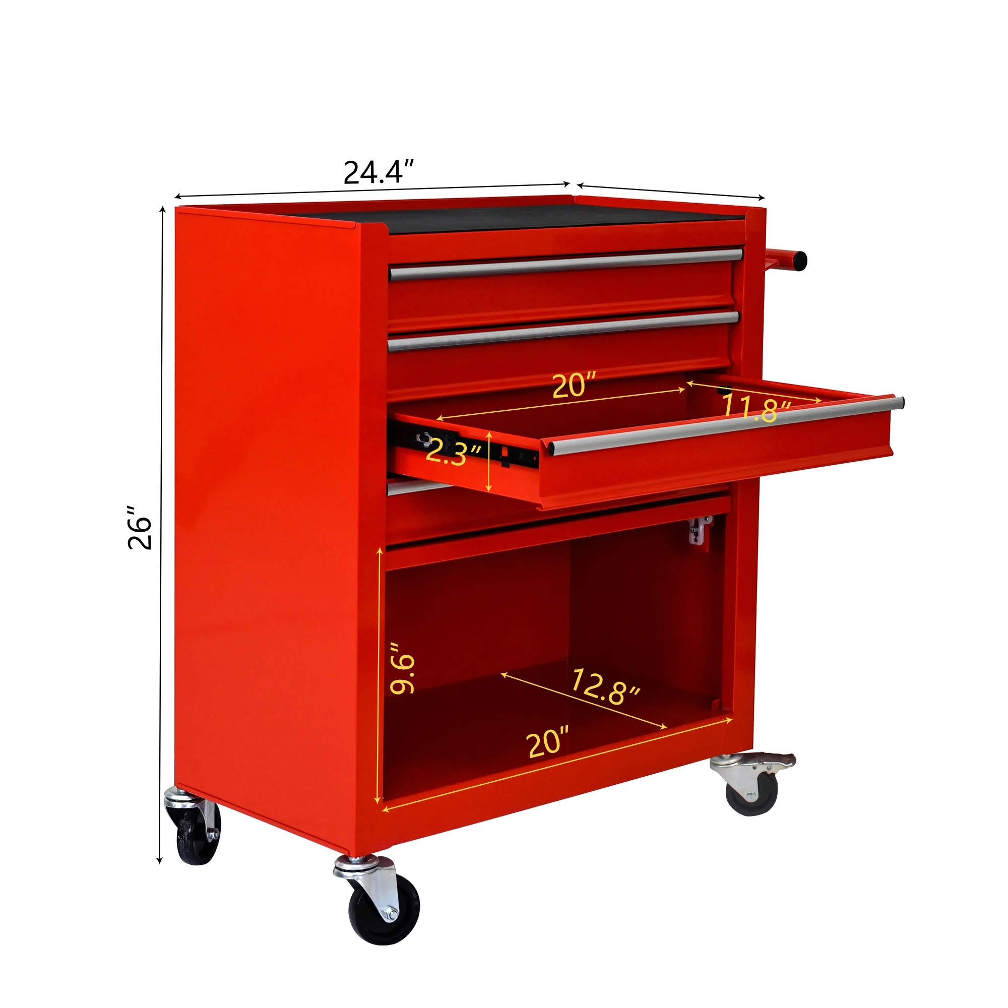 4 Drawers Multifunctional Tool Cart with Wheel Steel Tool Chest Storage Cabinet - Image 15