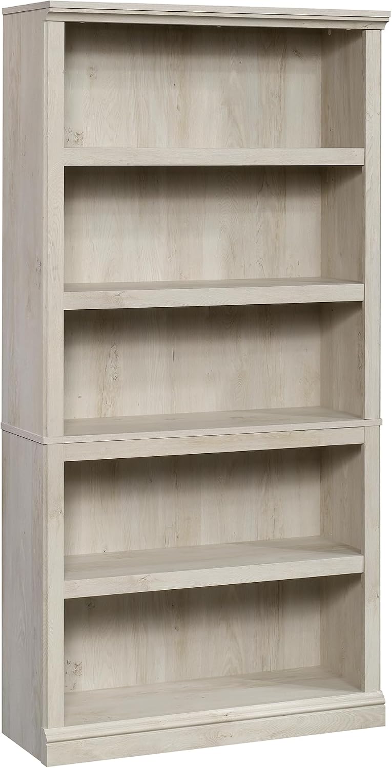 5-Shelf Split Bookcase / Bookshelf, Oiled Oak Finish - Image 4